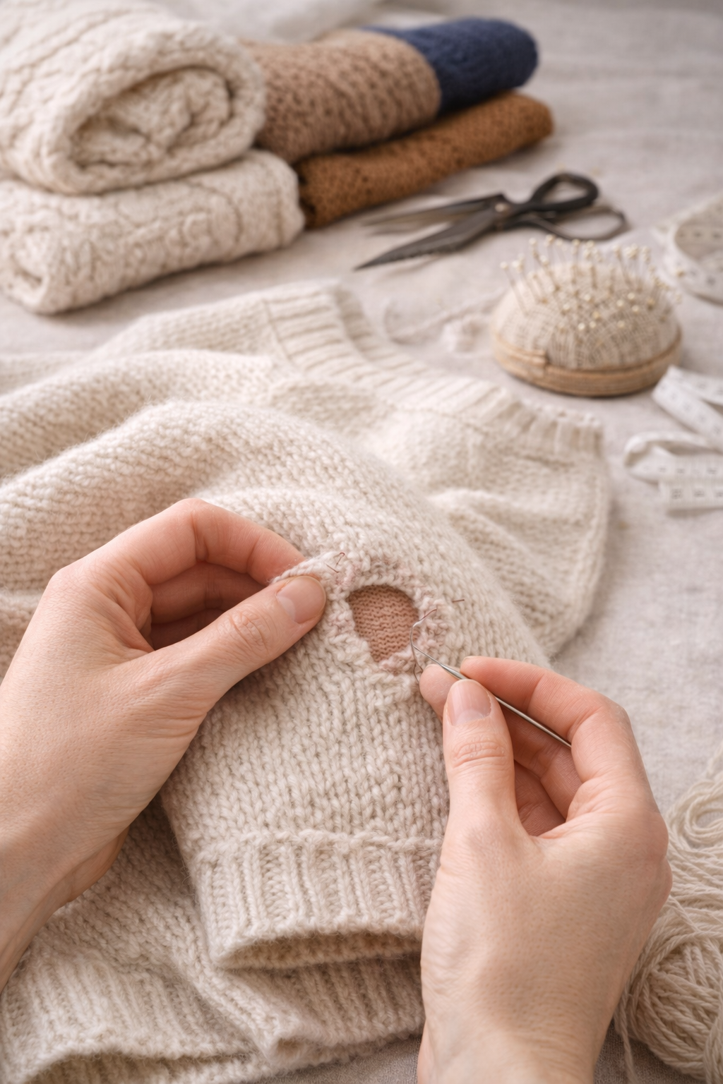 Service für Reparatur, Restaurierung und Massanpassung von Strickwaren