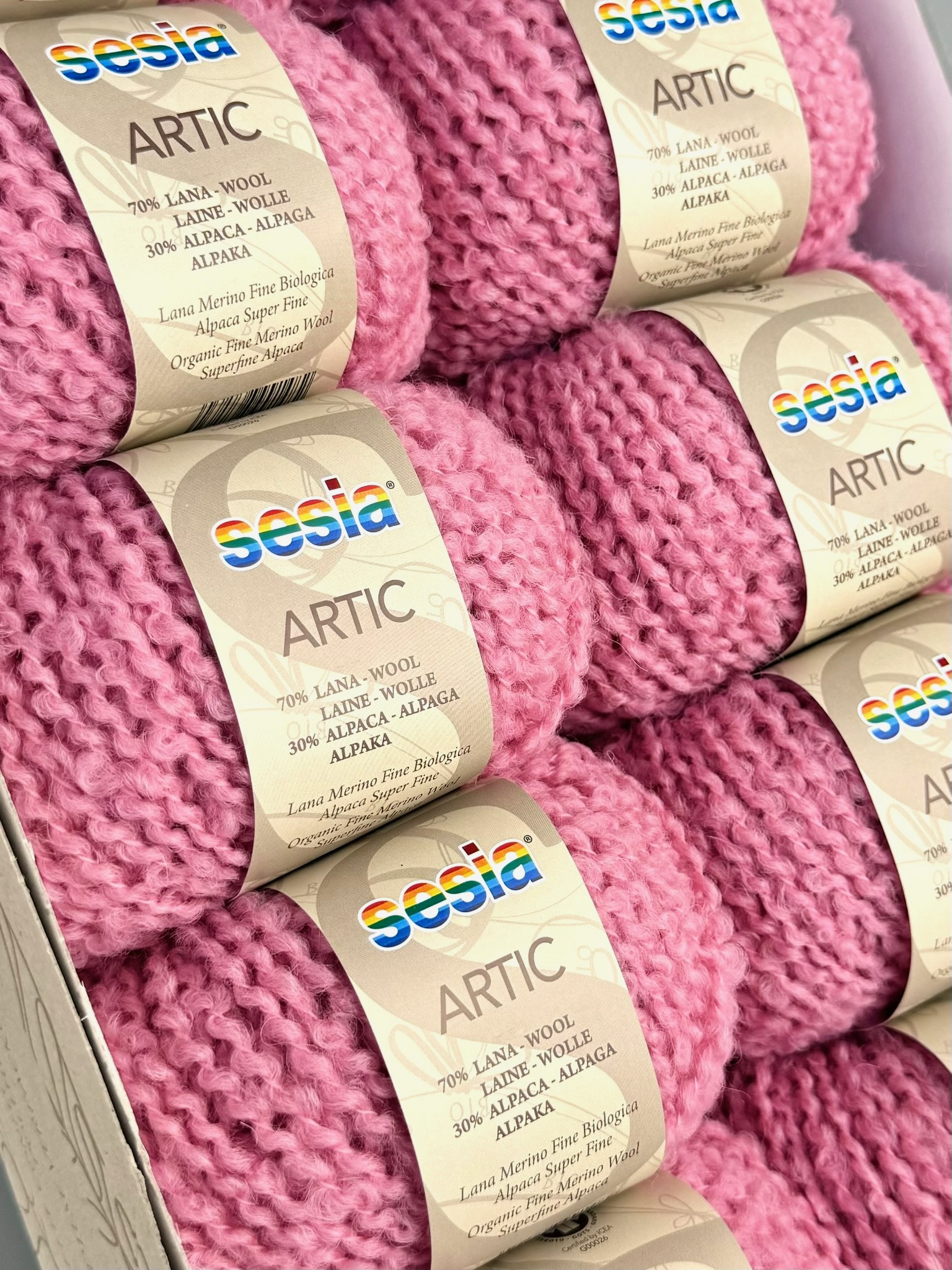 Sesia Art. Artic – GOTS Bio-Garn aus 70 % Bio-Schurwolle, 30 % Alpaka col. Rosa 0616 (10 Knäuel)