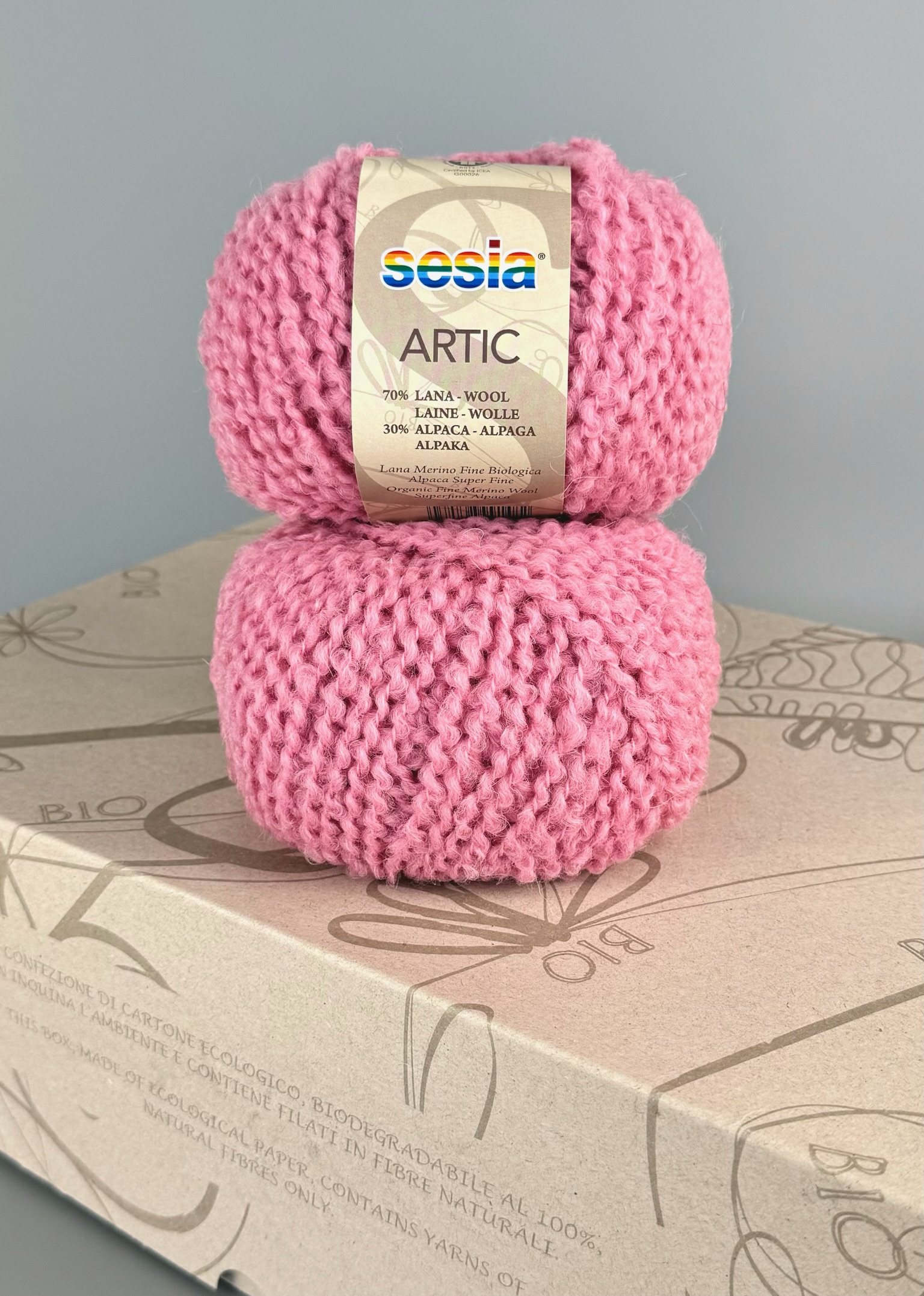 Sesia Art. Artic – GOTS Bio-Garn aus 70 % Bio-Schurwolle, 30 % Alpaka col. Rosa 0616 (10 Knäuel) foto 3