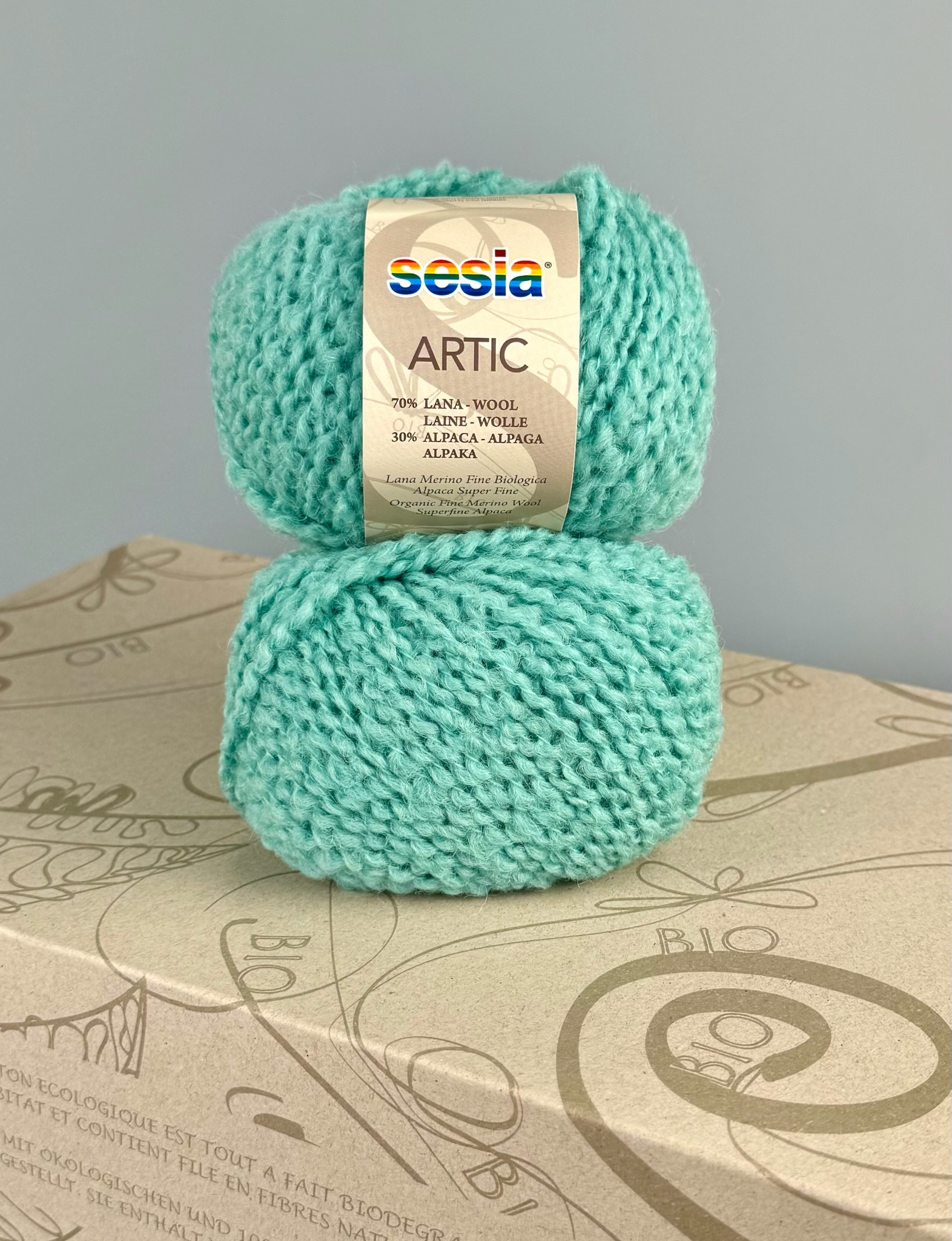Sesia Art. Artic – GOTS Bio-Garn aus 70 % Bio-Schurwolle, 30 % Alpaka col. Aqua-Grün 6860 (10 Knäuel) foto 3