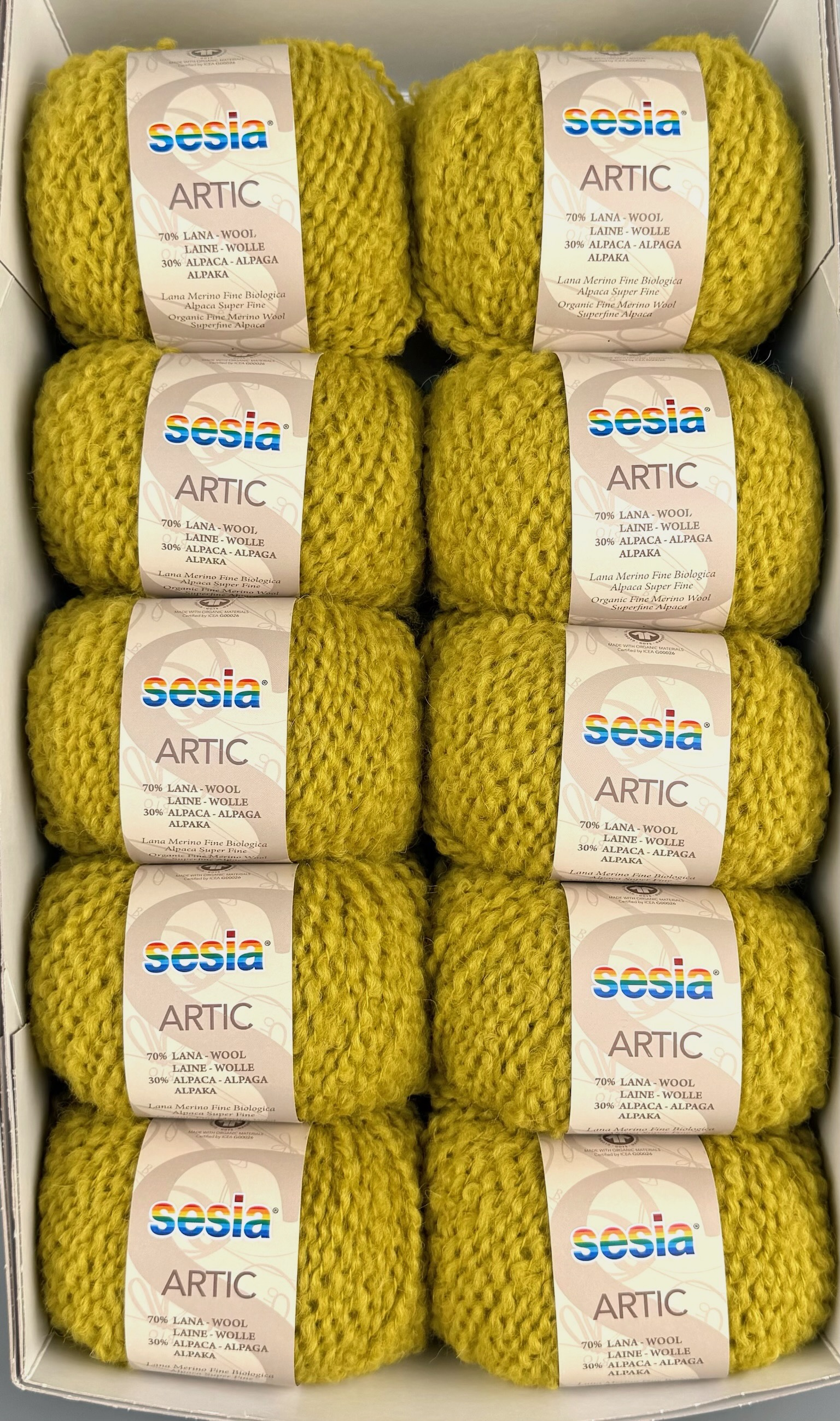 Sesia Art. Artic – GOTS Bio-Garn aus 70 % Bio-Schurwolle, 30 % Alpaka col. Limette 2700 (10 Knäuel) foto 4