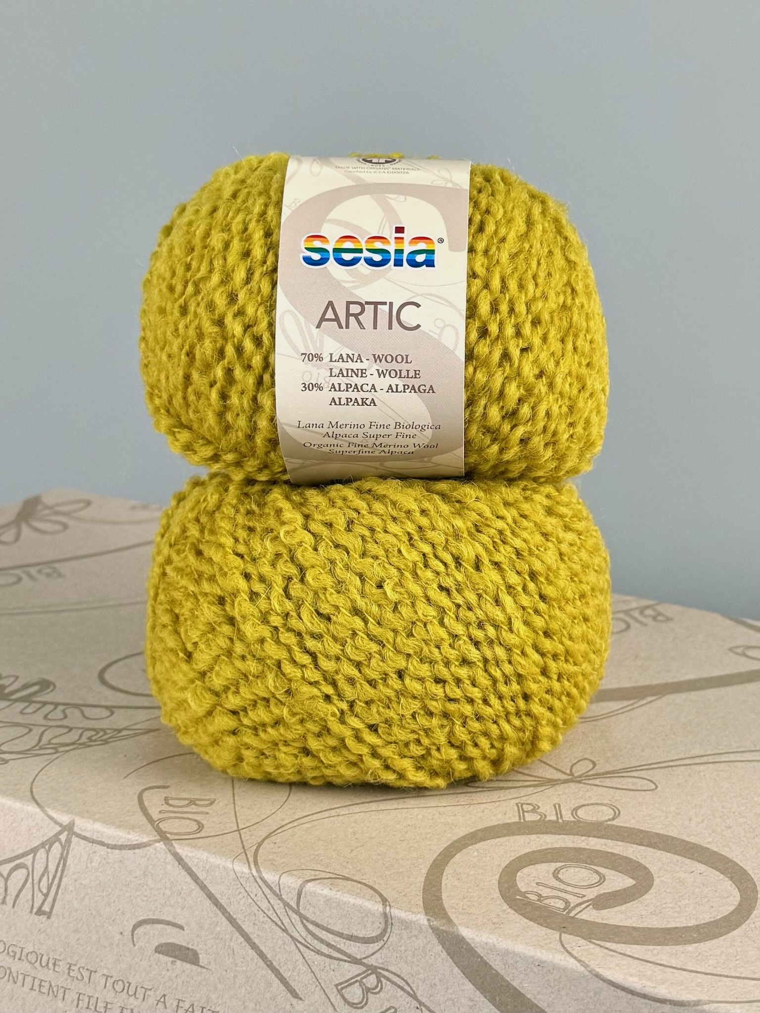 Sesia Art. Artic – GOTS Bio-Garn aus 70 % Bio-Schurwolle, 30 % Alpaka col. Limette 2700 (10 Knäuel) foto 3