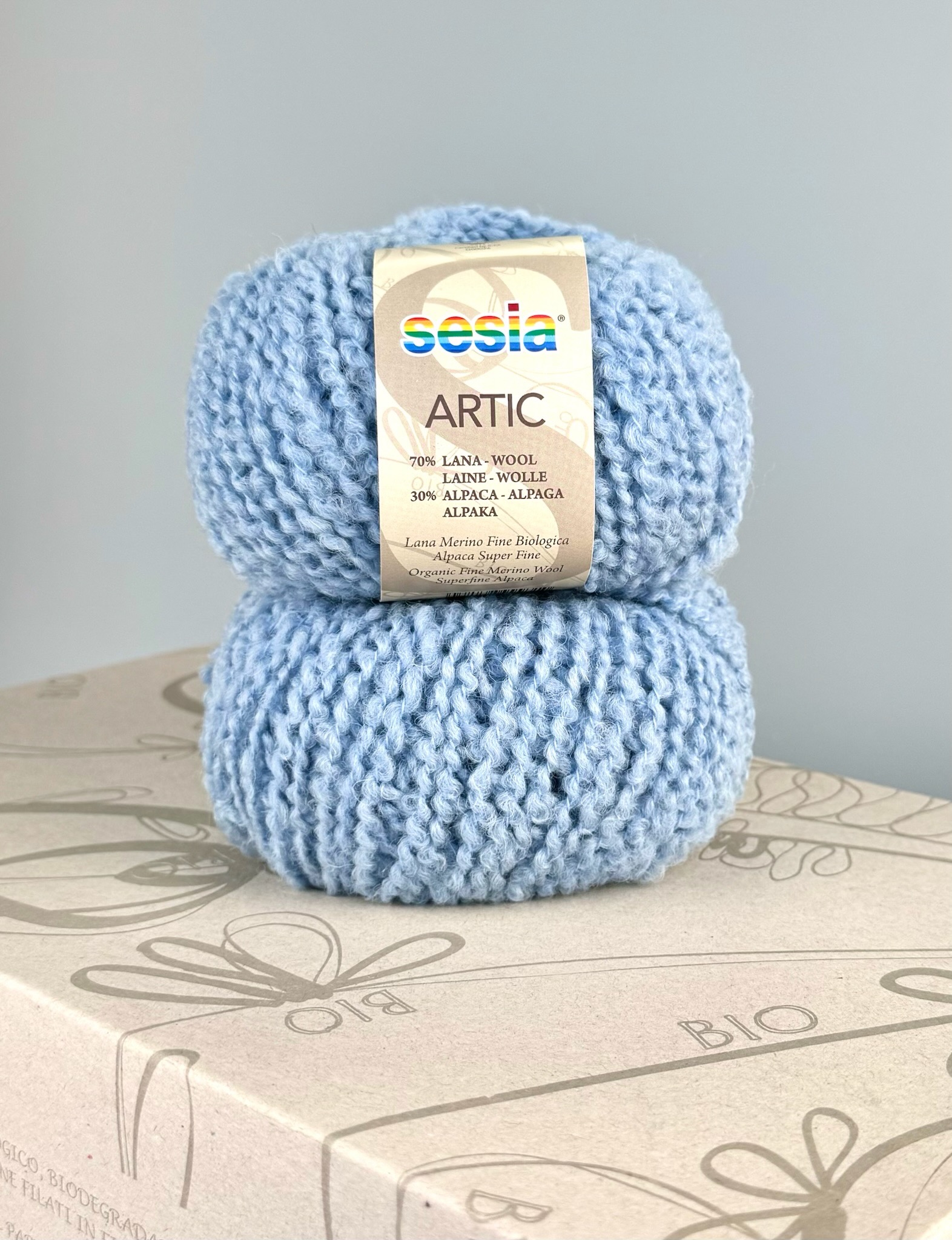 Sesia Art. Artic – GOTS Bio-Garn aus 70 % Bio-Schurwolle, 30 % Alpaka col. Hellblau 1652 (10 Knäuel) foto 3