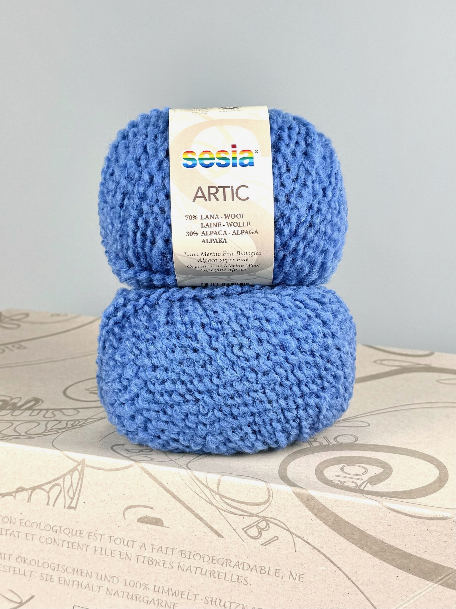 Sesia Art. Artic – GOTS Bio-Garn aus 70 % Bio-Schurwolle, 30 % Alpaka col. Kornblumenblau 1765 (10 Knäuel) foto 3