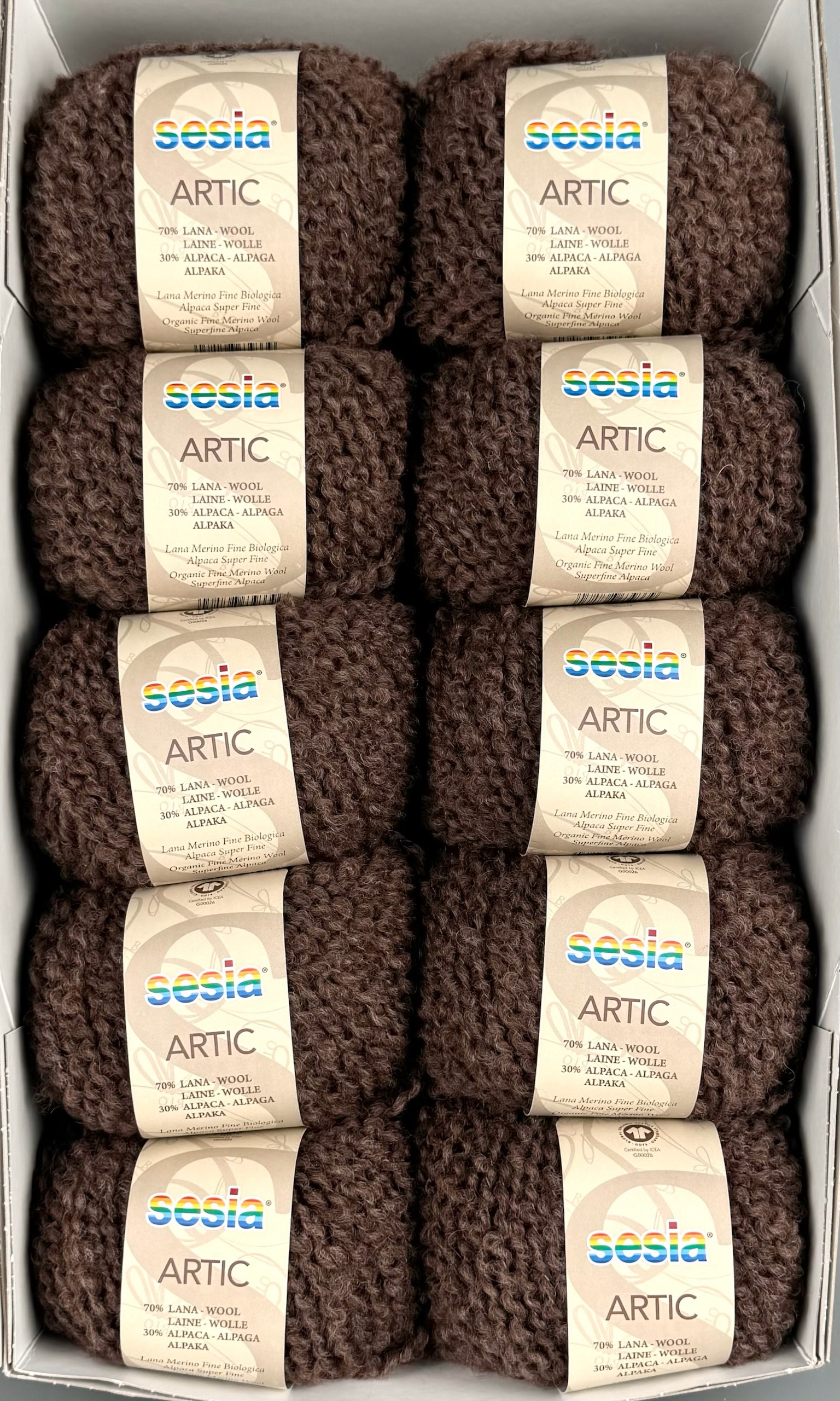 Sesia Art. Artic – GOTS Bio-Garn aus 70 % Bio-Schurwolle, 30 % Alpaka col. Mittelbraun 1542 (10 Knäuel) foto 4