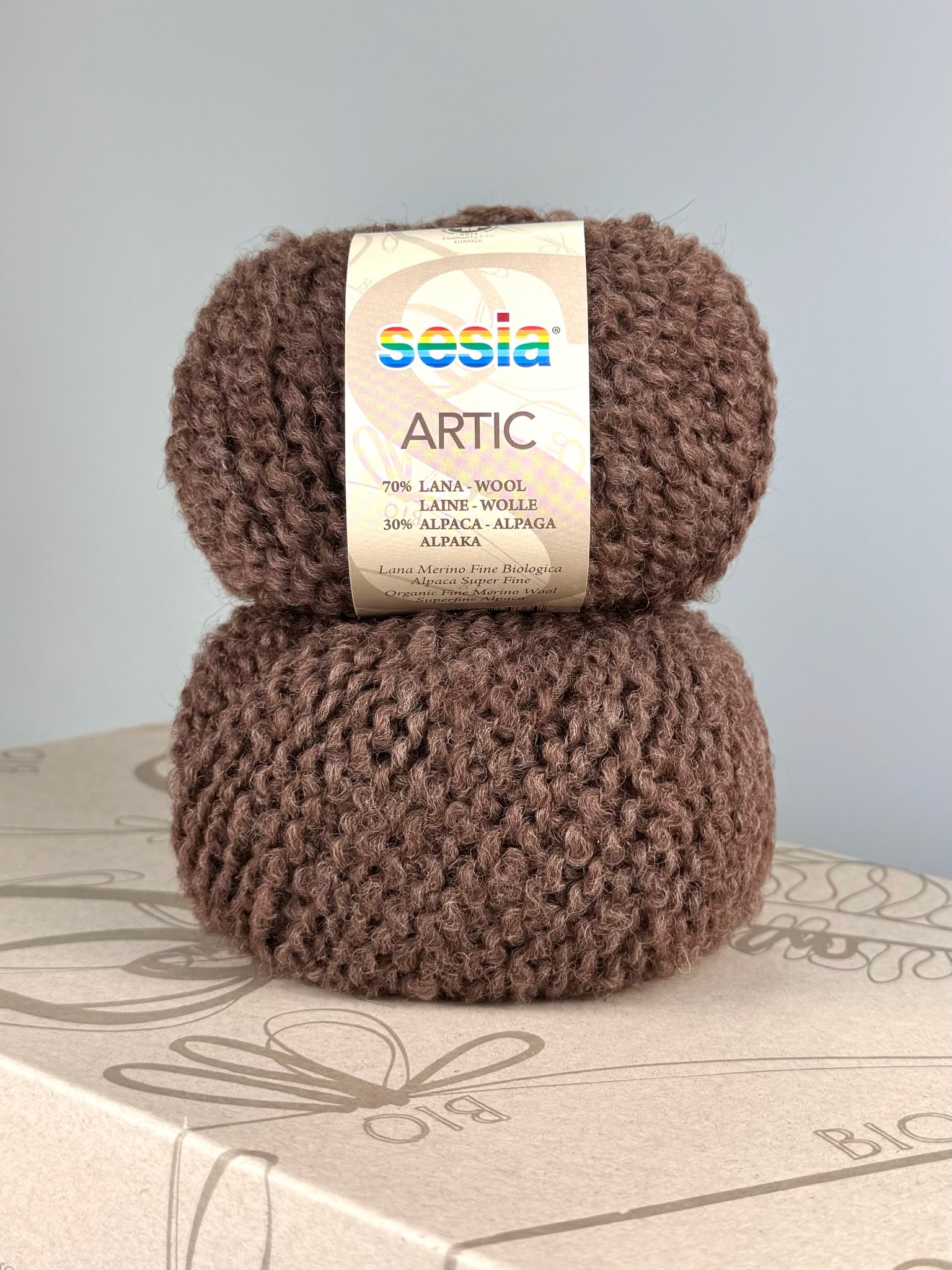 Sesia Art. Artic – GOTS Bio-Garn aus 70 % Bio-Schurwolle, 30 % Alpaka col. Mittelbraun 1542 (10 Knäuel) foto 3