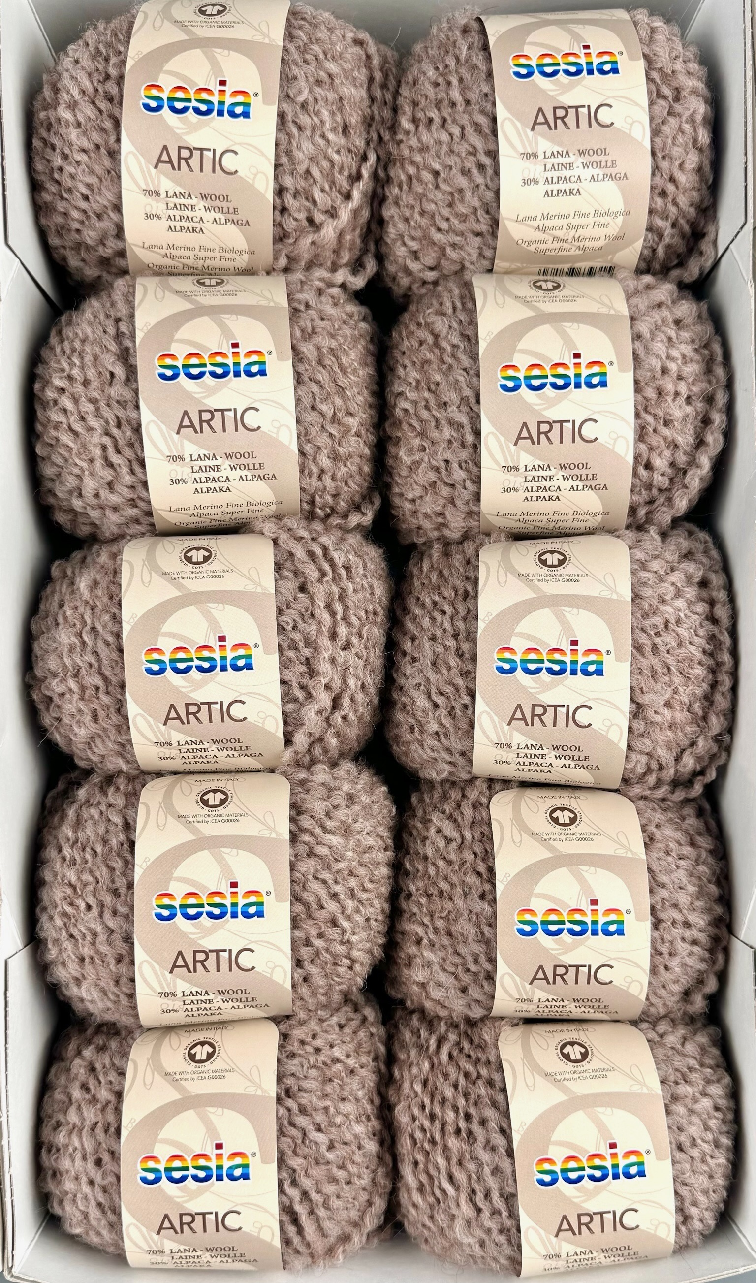 Sesia Art. Artic – GOTS Bio-Garn aus 70 % Bio-Schurwolle, 30 % Alpaka col. Helltaupe 1945 (10 Knäuel) foto 4
