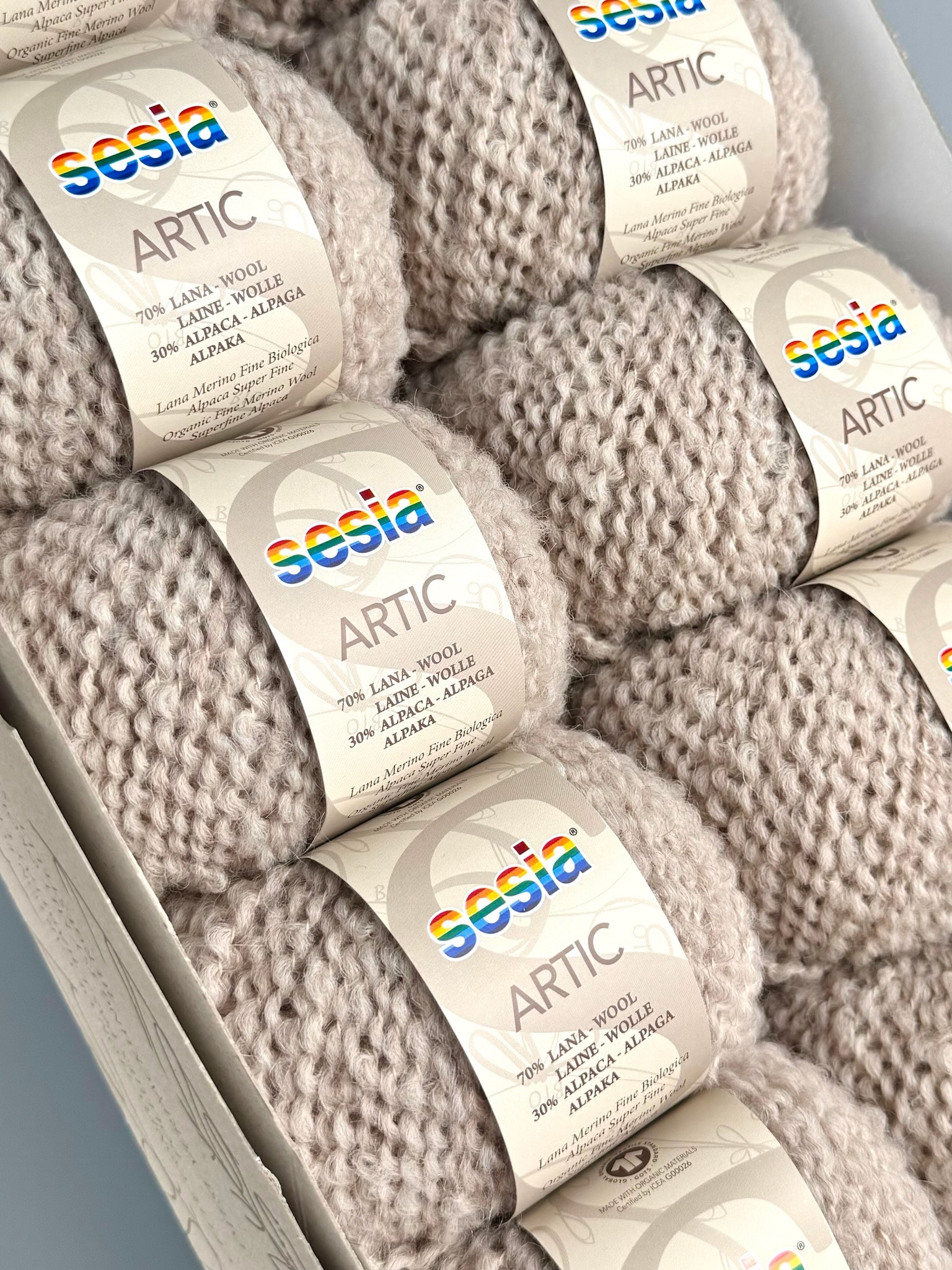 Sesia Art. Artic – GOTS Bio-Garn aus 70 % Bio-Schurwolle, 30 % Alpaka col. Beige 1494 (10 Knäuel)