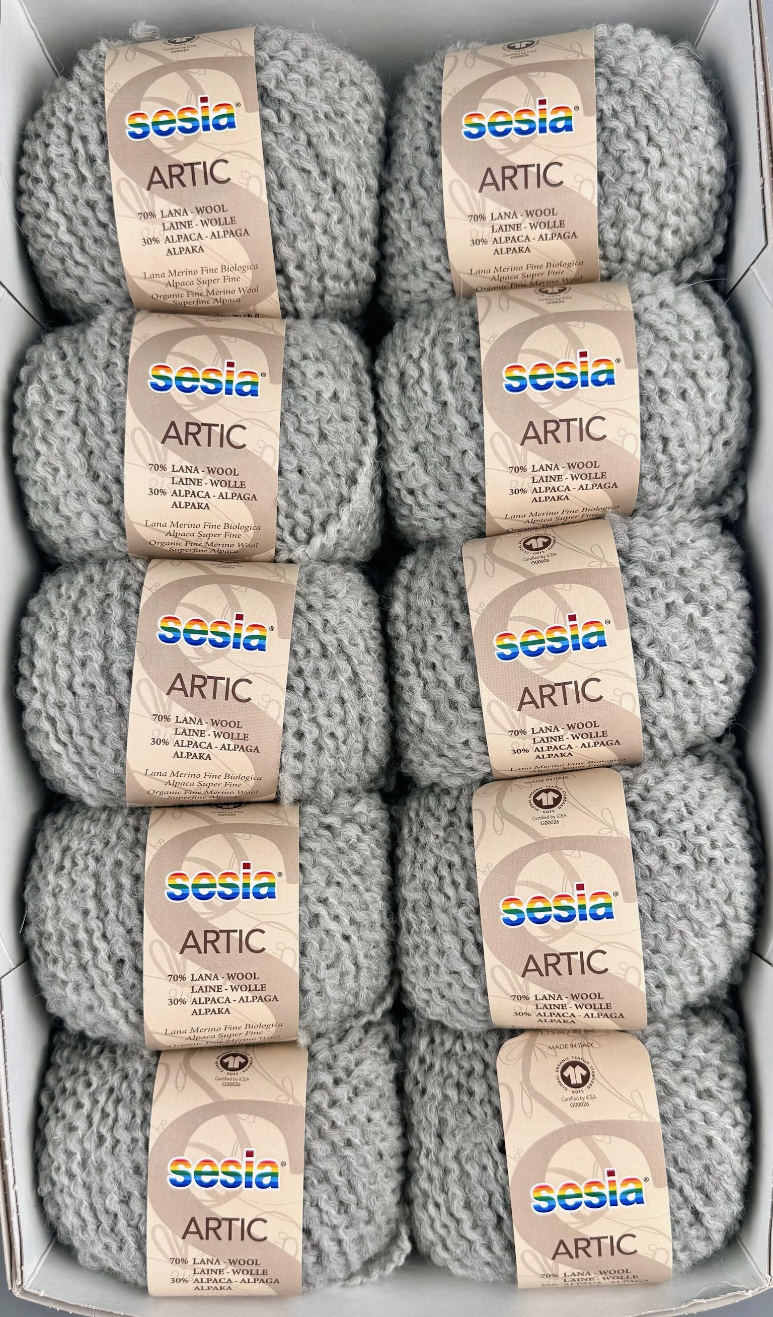 Sesia Art. Artic – GOTS Bio-Garn aus 70 % Bio-Schurwolle, 30 % Alpaka col. Hellgrau 0046 (10 Knäuel) foto 4