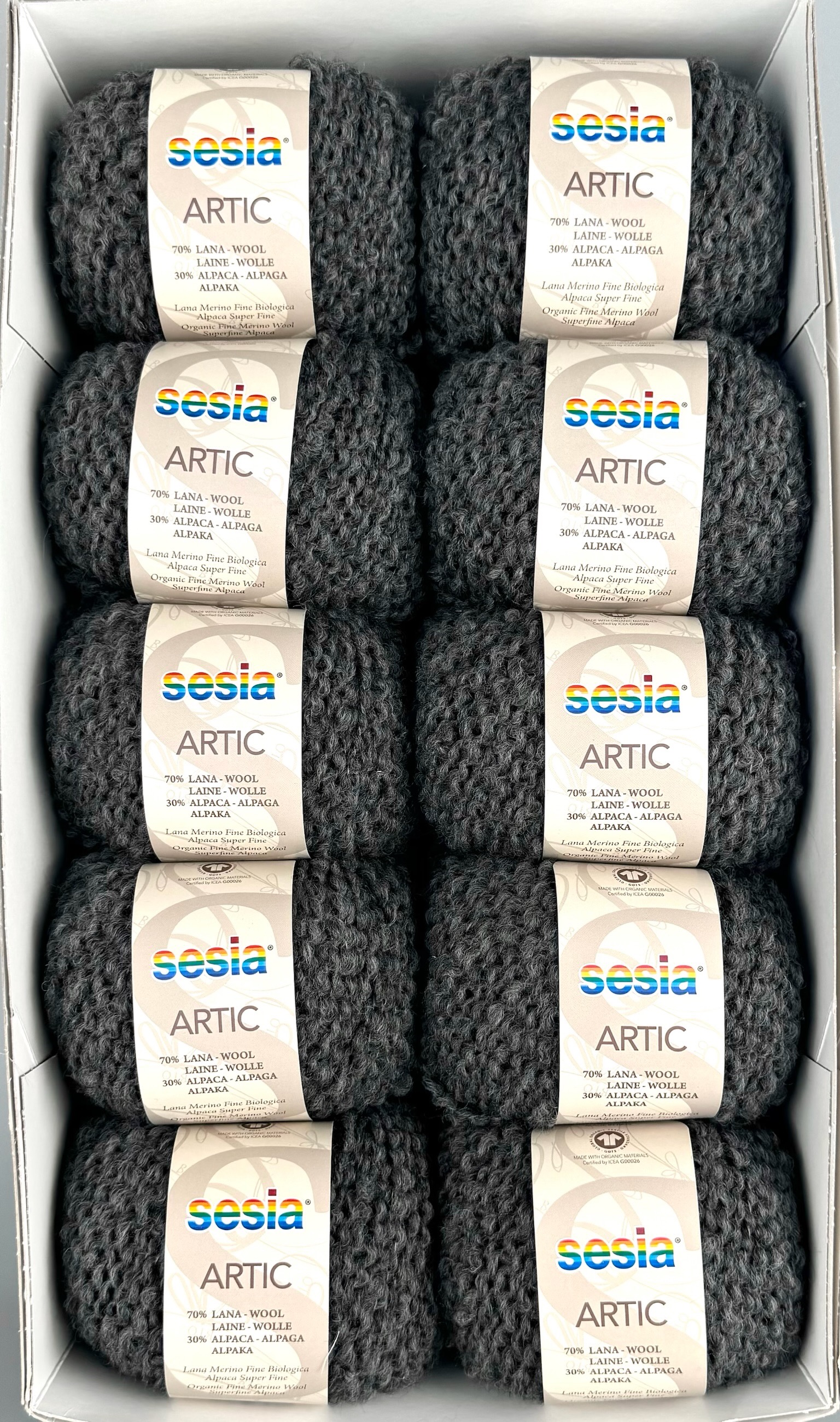 Sesia Art. Artic – GOTS Bio-Garn aus 70 % Bio-Schurwolle, 30 % Alpaka col. Dunkelgrau 0461 (10 Knäuel) foto 4