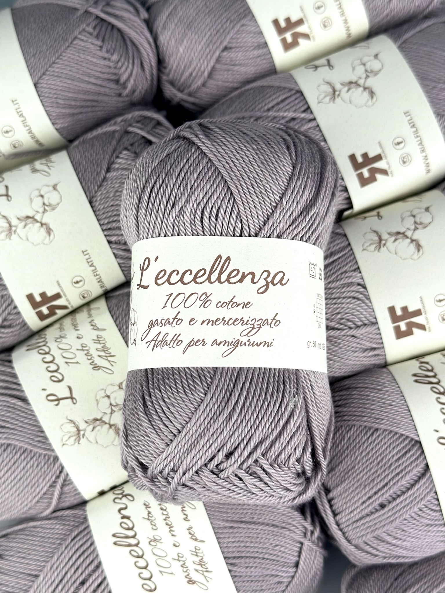 L’eccellenza – 100 % merzerisierte Baumwolle 125 m/ 50g col. Grau 2003  (10 Knäuel) foto 2