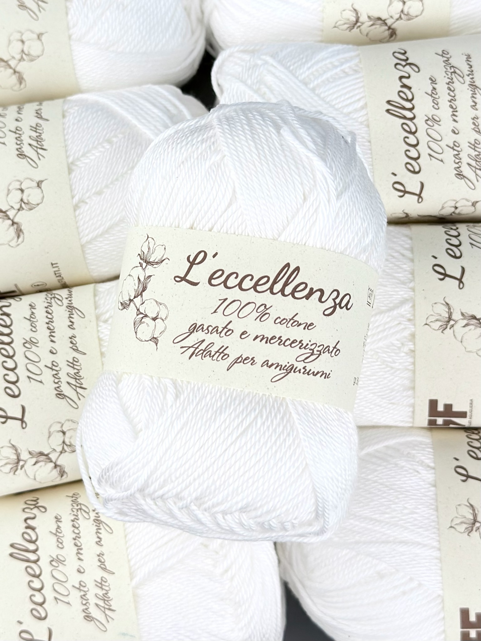 L’eccellenza – 100 % merzerisierte Baumwolle 125 m/ 50g col. Weiss 2013 (10 Knäuel) foto 2
