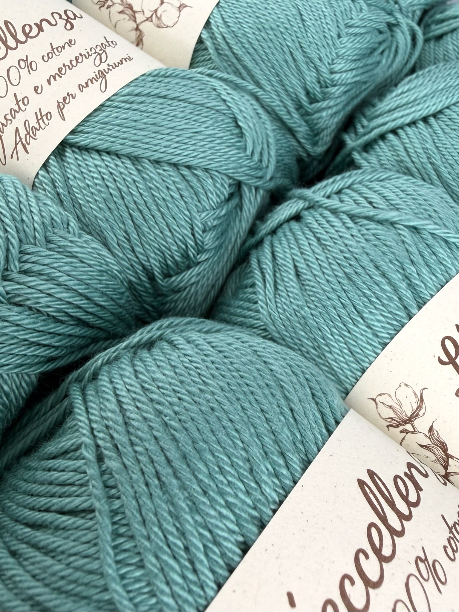 L’eccellenza – 100 % merzerisierte Baumwolle 125 m/ 50g col. Aqua-Grün 2157  (10 Knäuel)