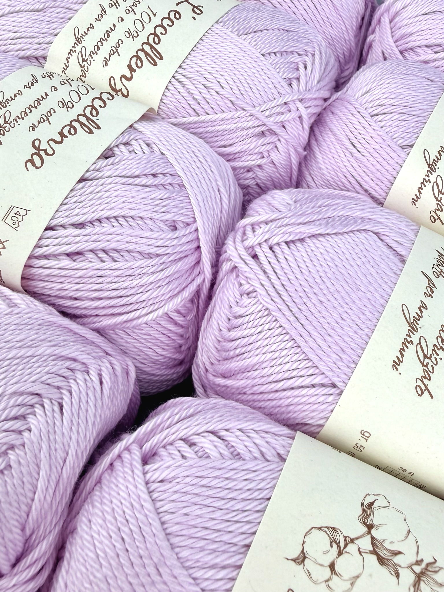 L’eccellenza – 100 % merzerisierte Baumwolle 125 m/ 50g col. Flieder 2207 (10 Knäuel)