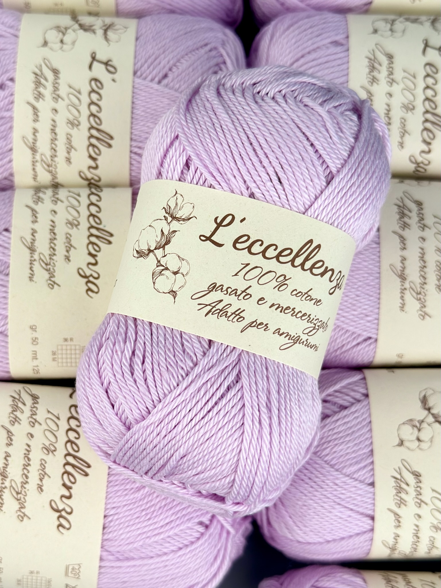 L’eccellenza – 100 % merzerisierte Baumwolle 125 m/ 50g col. Flieder 2207 (10 Knäuel) foto 2