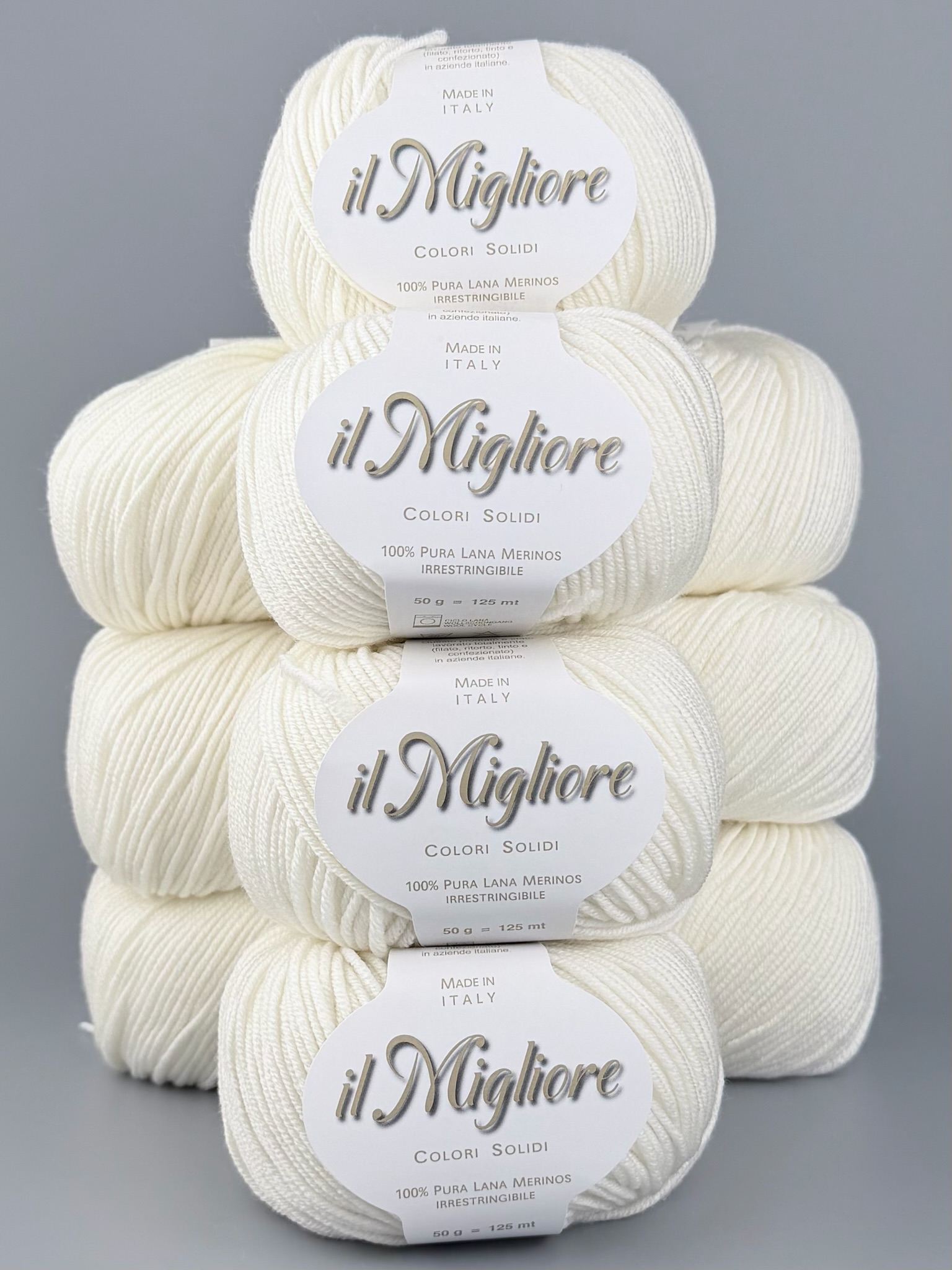 Art. Migliore (10 gomitoli) – 100% lana merino extrafine col. Bianco naturale