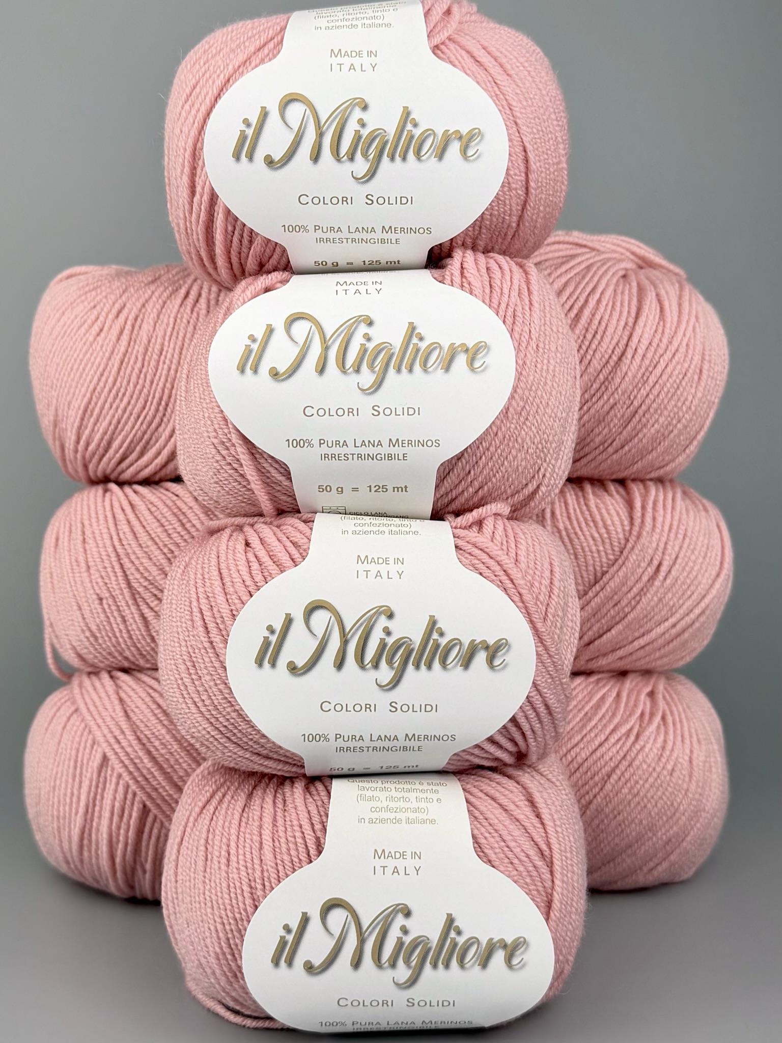 Art. Migliore (10 gomitoli) – 100% lana merino extrafine col. Rosa cipria 391-2