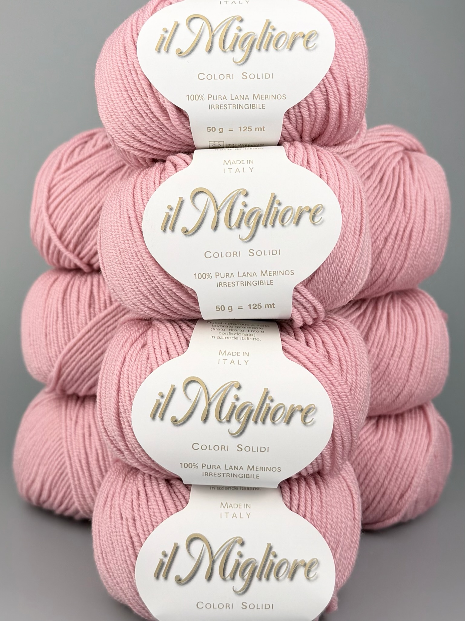 Art. Migliore (10 gomitoli) – 100% lana merino extrafine col. Rosa antico 912-21