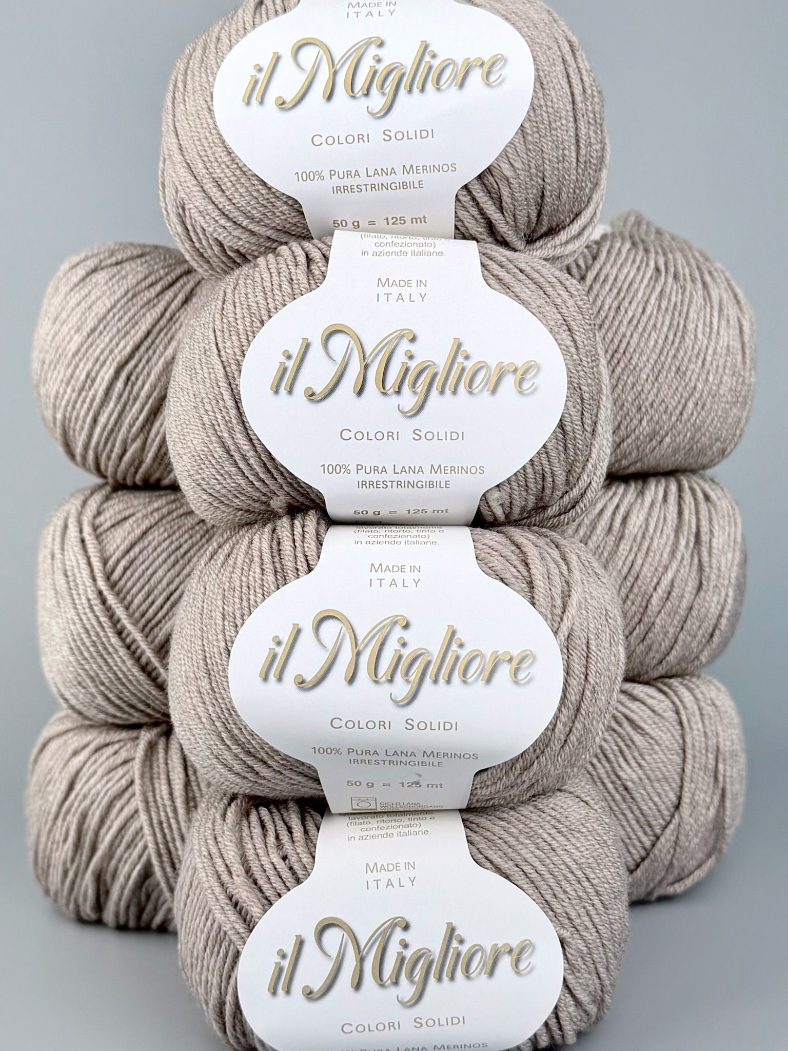 Art. Migliore (10 gomitoli) – 100% lana merino extrafine col. Beige mélange