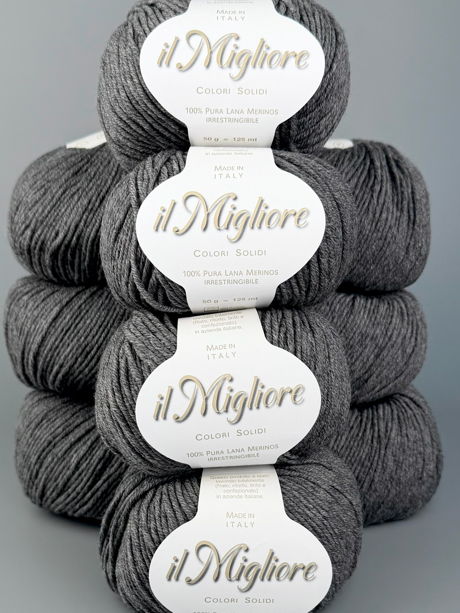 Art. Migliore (10 gomitoli) – 100% lana merino extrafine col. Antracite mélange