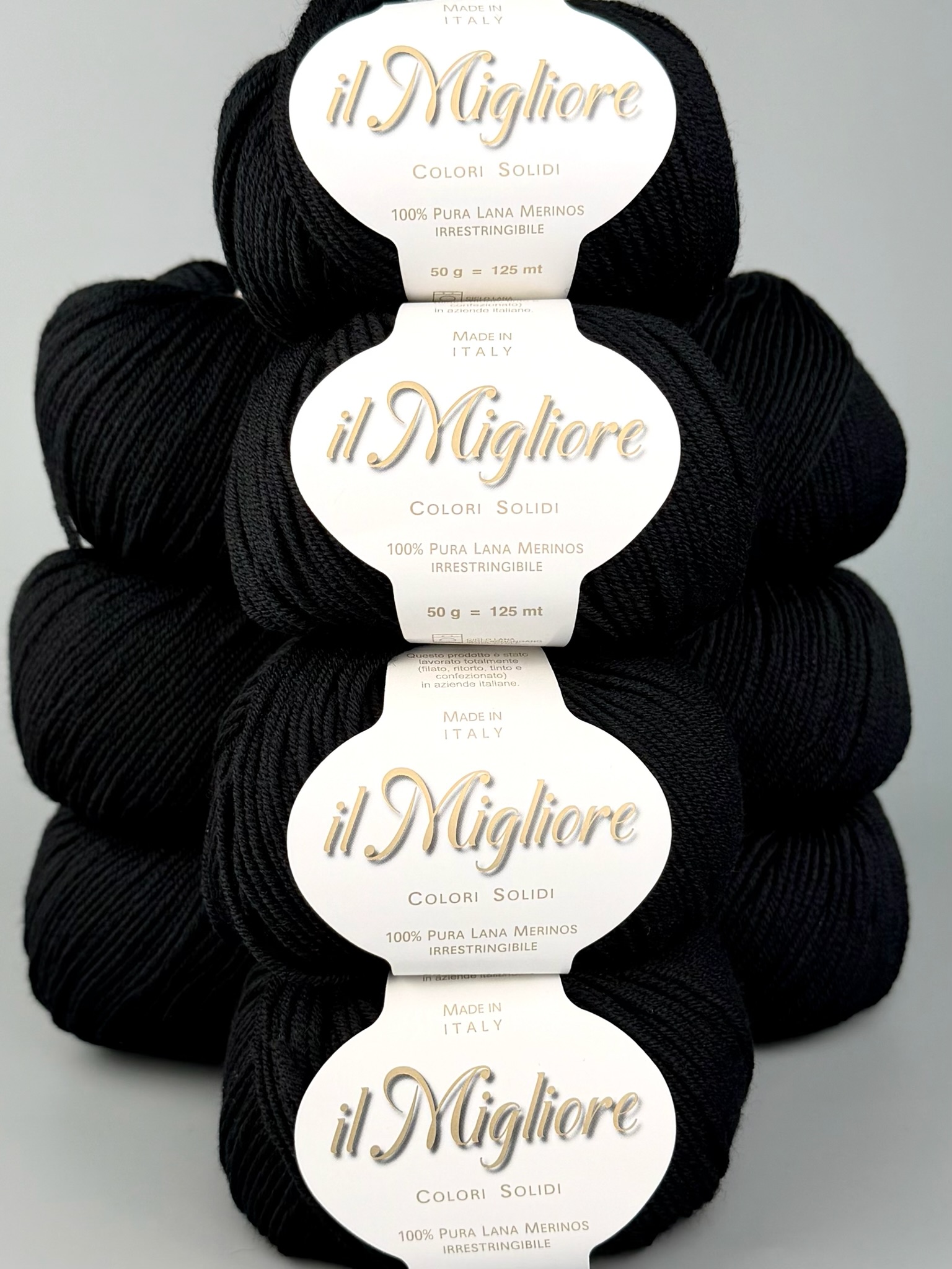 Art. Migliore (10 gomitoli) – 100% lana merino extrafine col. Nero