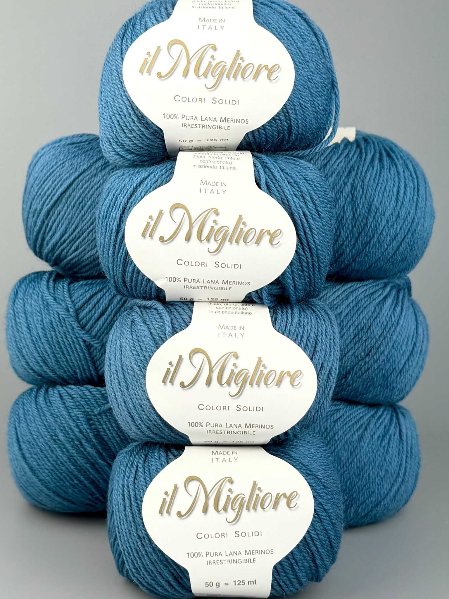 Art. Migliore (10 gomitoli) – 100% lana merino extrafine col. Blu petrolio
