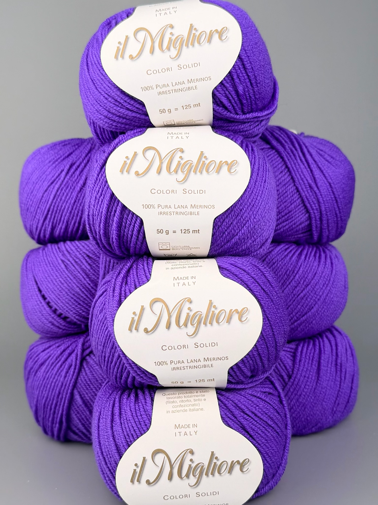 Art. Migliore (10 gomitoli) – 100% lana merino extrafine col. Viola intenso