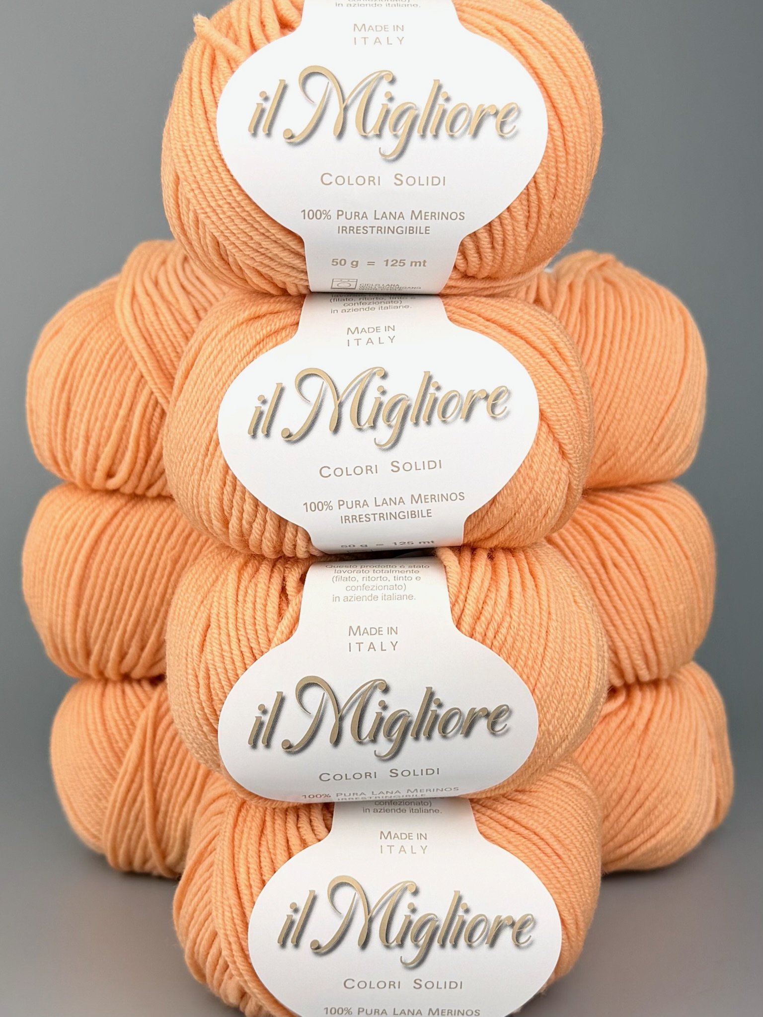 Art. Migliore (10 gomitoli) – 100% lana merino extrafine col. Albicocca