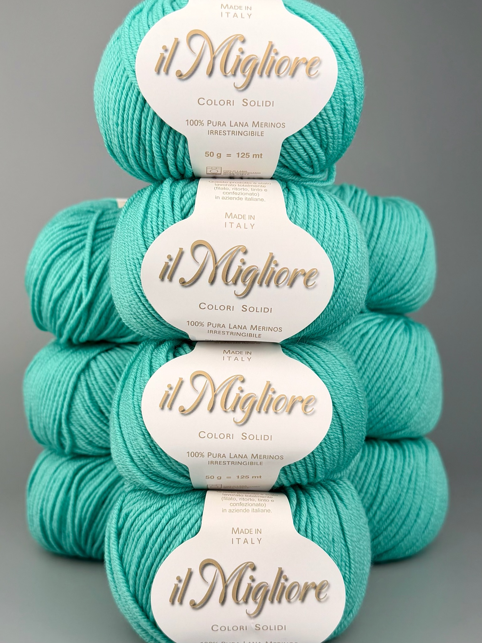 Art. Migliore (10 gomitoli) – 100% lana merino extrafine col. Turchese acqua