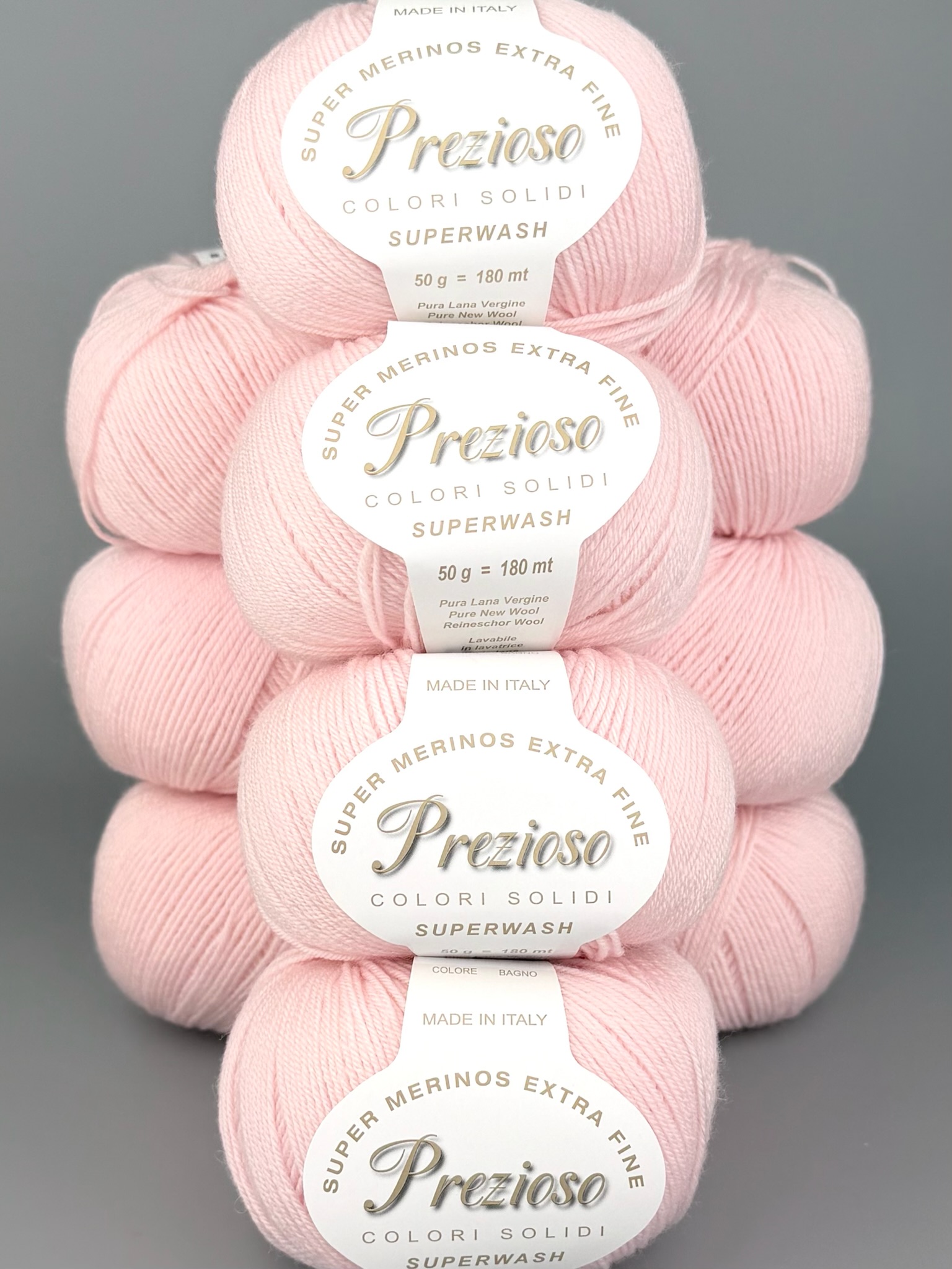 Art. Prezioso (10 Knäueln) – 100 % extrafeine Merinowolle Superwash col. Babyrosa 6-1