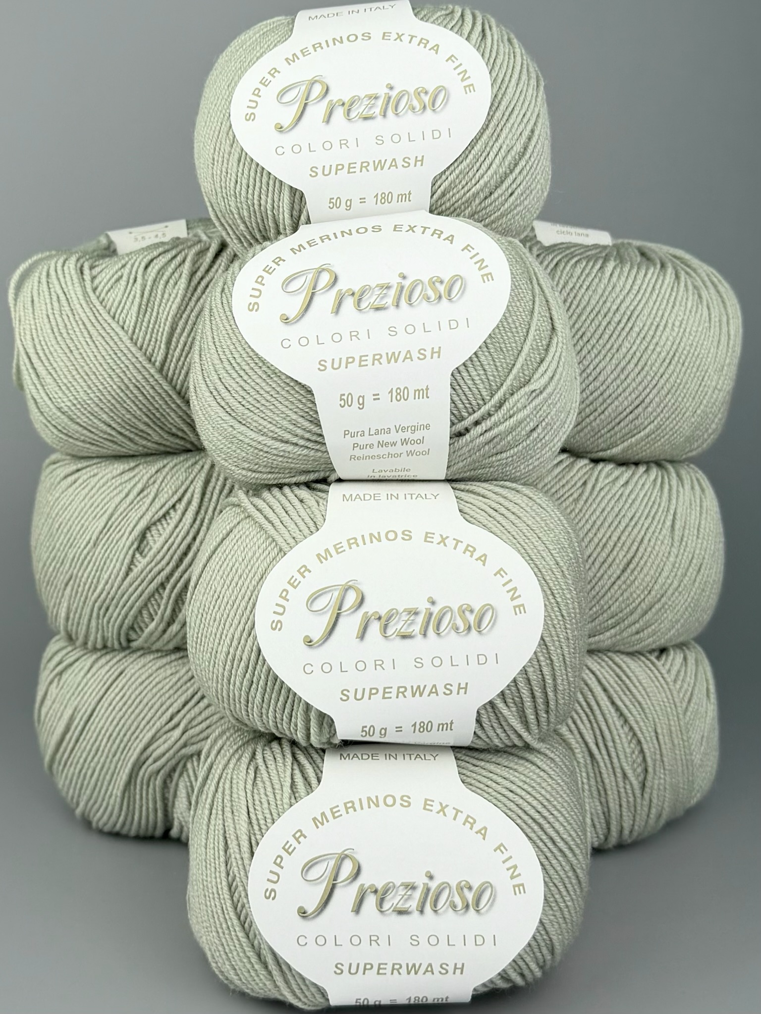 Art. Prezioso (10 gomitoli) – 100% lana merino extrafine superwash col. salvia pistacchio