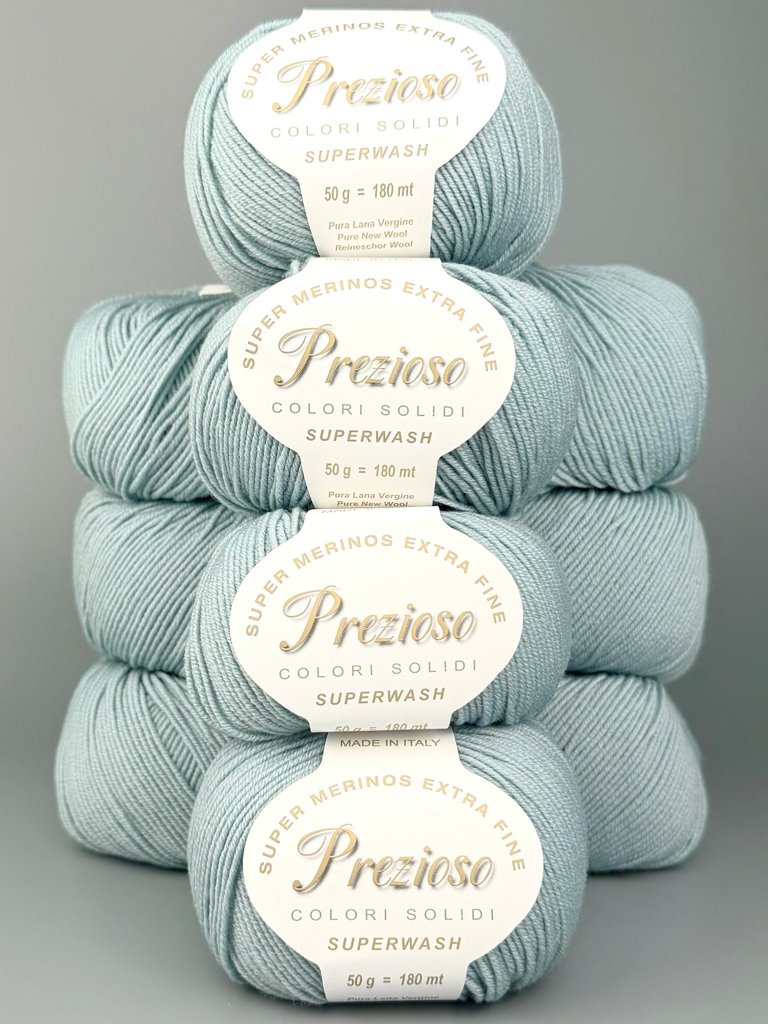 Art. Prezioso (10 gomitoli) – 100% lana merino extrafine superwash col. Blu verde polveroso 281-21