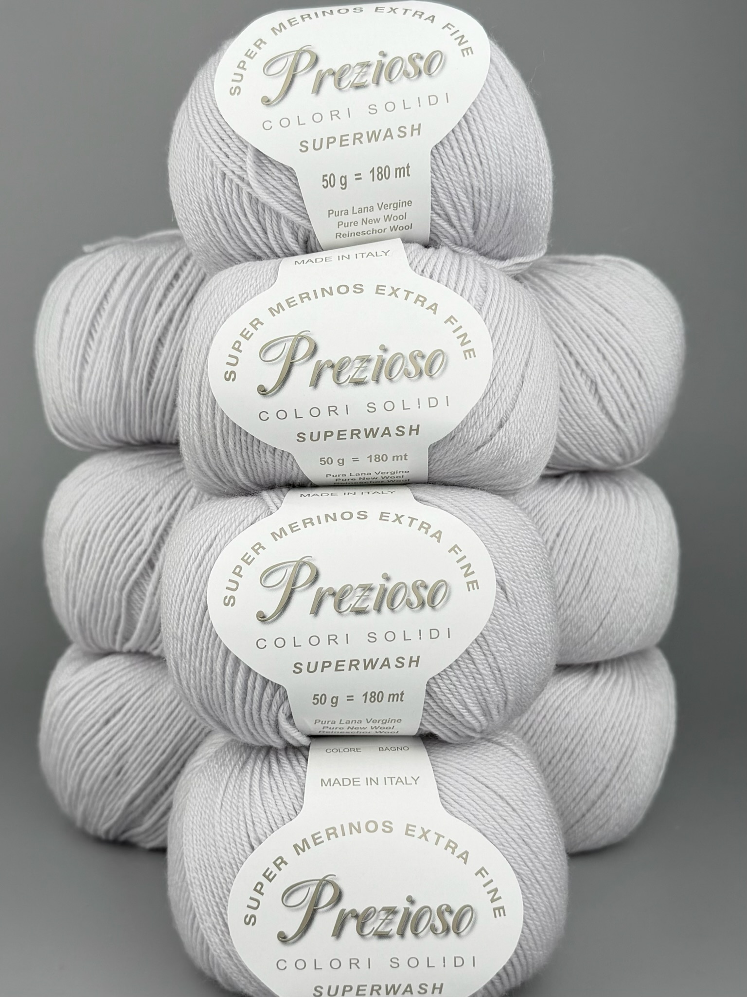 Art. Prezioso (10 gomitoli) – 100% lana merino extrafine superwash col. Grigio chiaro