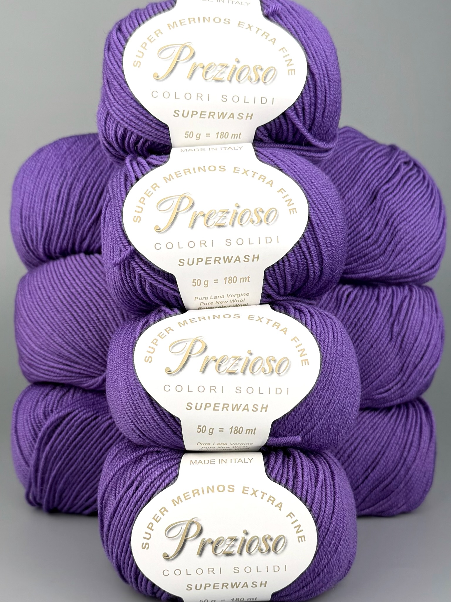 Art. Prezioso (10 Knäueln) – 100 % extrafeine Merinowolle Superwash col. Amethystviolett