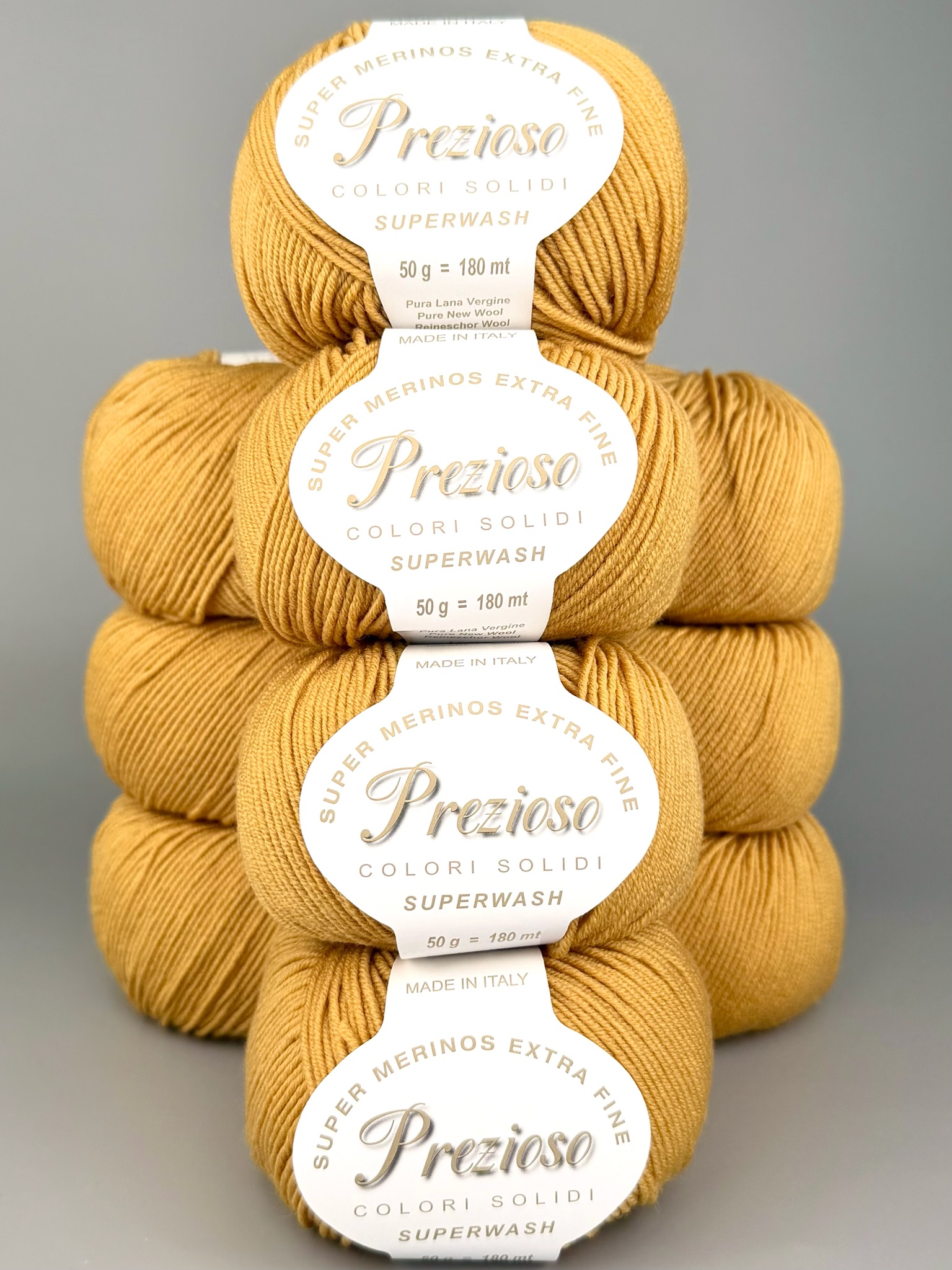 Art. Prezioso (10 Knäueln) – 100 % extrafeine Merinowolle Superwash col. Ocker 93-1