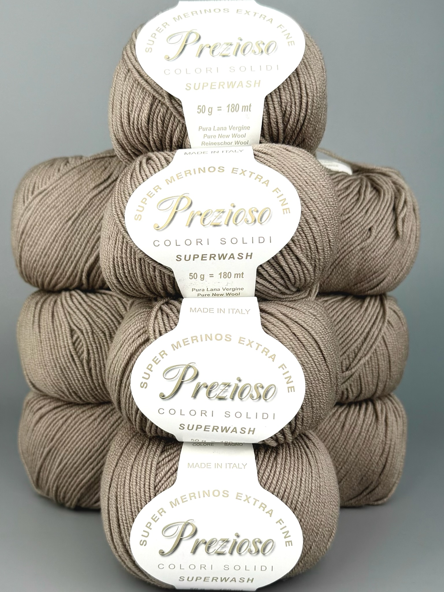 Art. Prezioso (10 Knäueln) – 100 % extrafeine Merinowolle Superwash col. Taupe 251-1