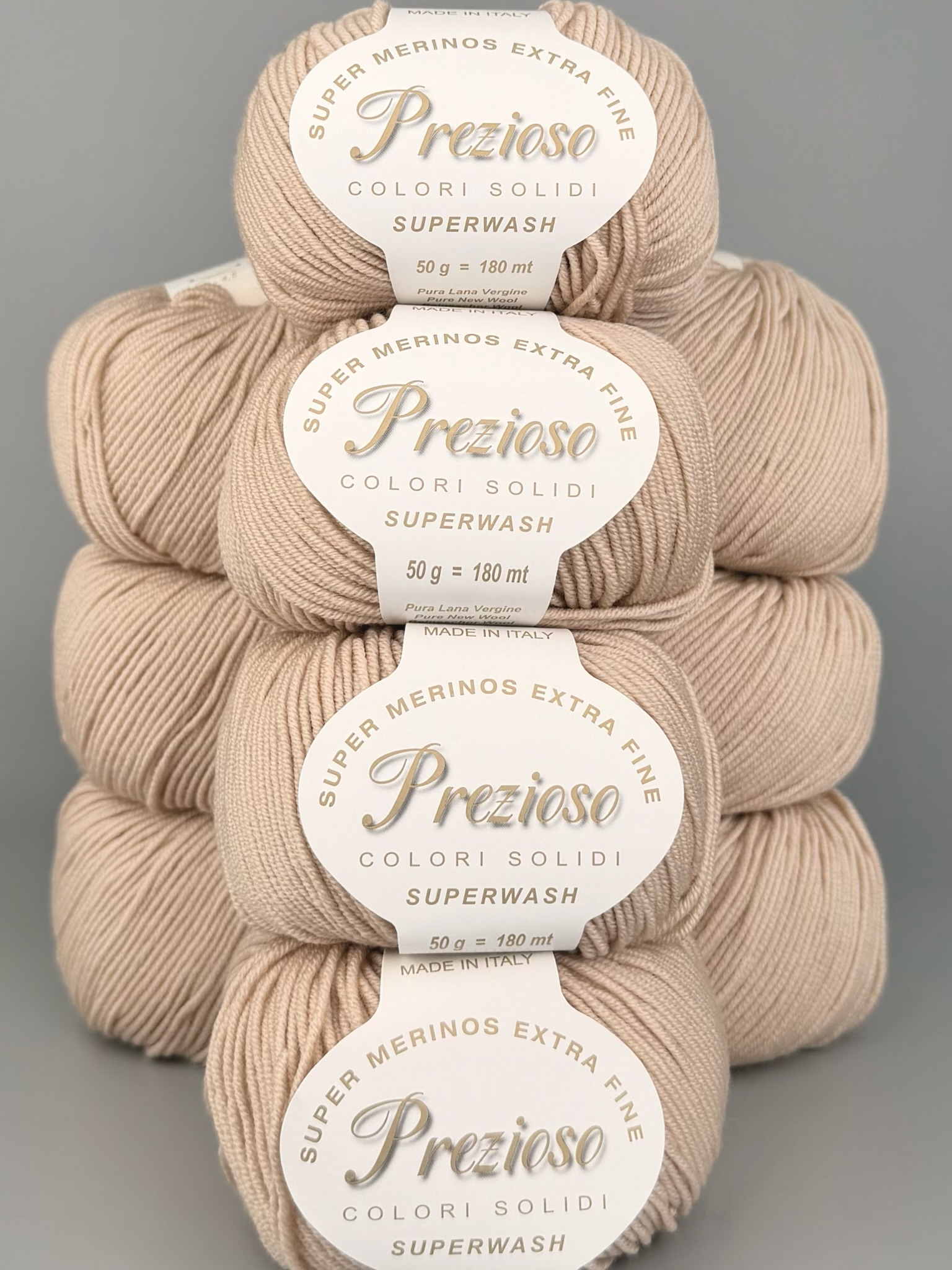 Art. Prezioso (10 Knäueln) – 100 % extrafeine Merinowolle Superwash col. Warmbeige 15-5