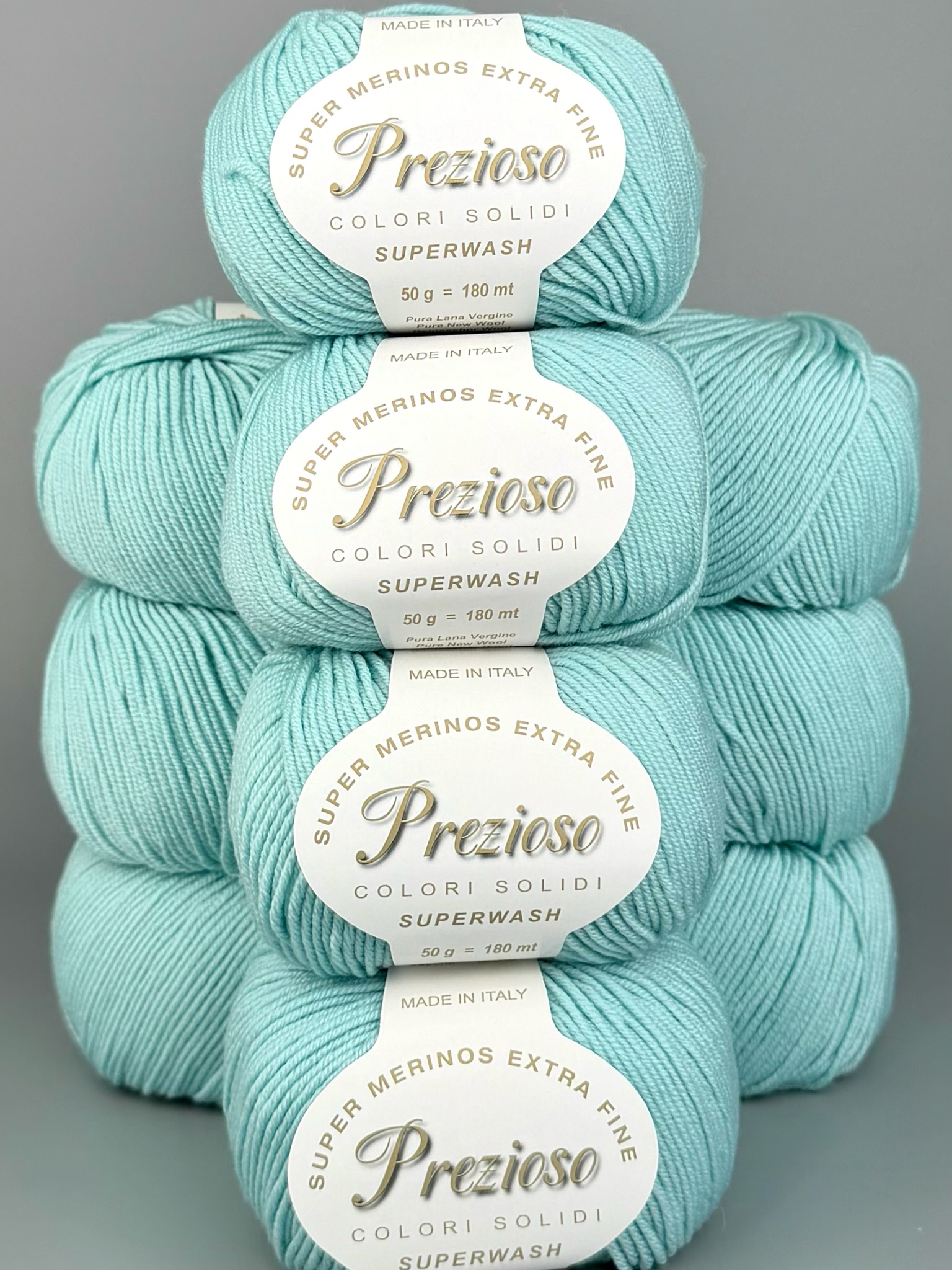 Art. Prezioso (10 Knäueln) – 100 % extrafeine Merinowolle Superwash col. Tiffanyblau 25-31