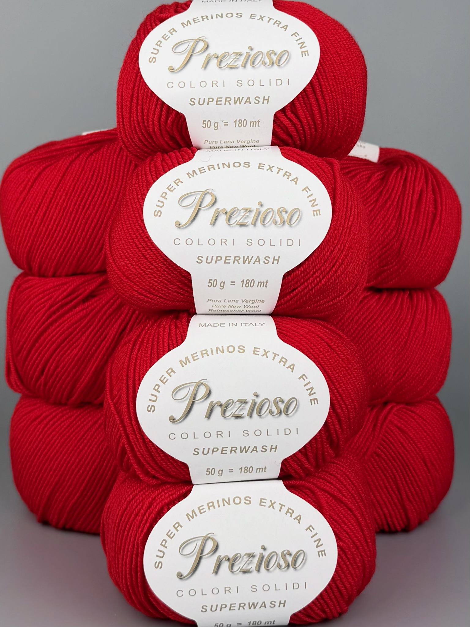 Art. Prezioso (10 Knäueln) – 100 % extrafeine Merinowolle Superwash col. Rot