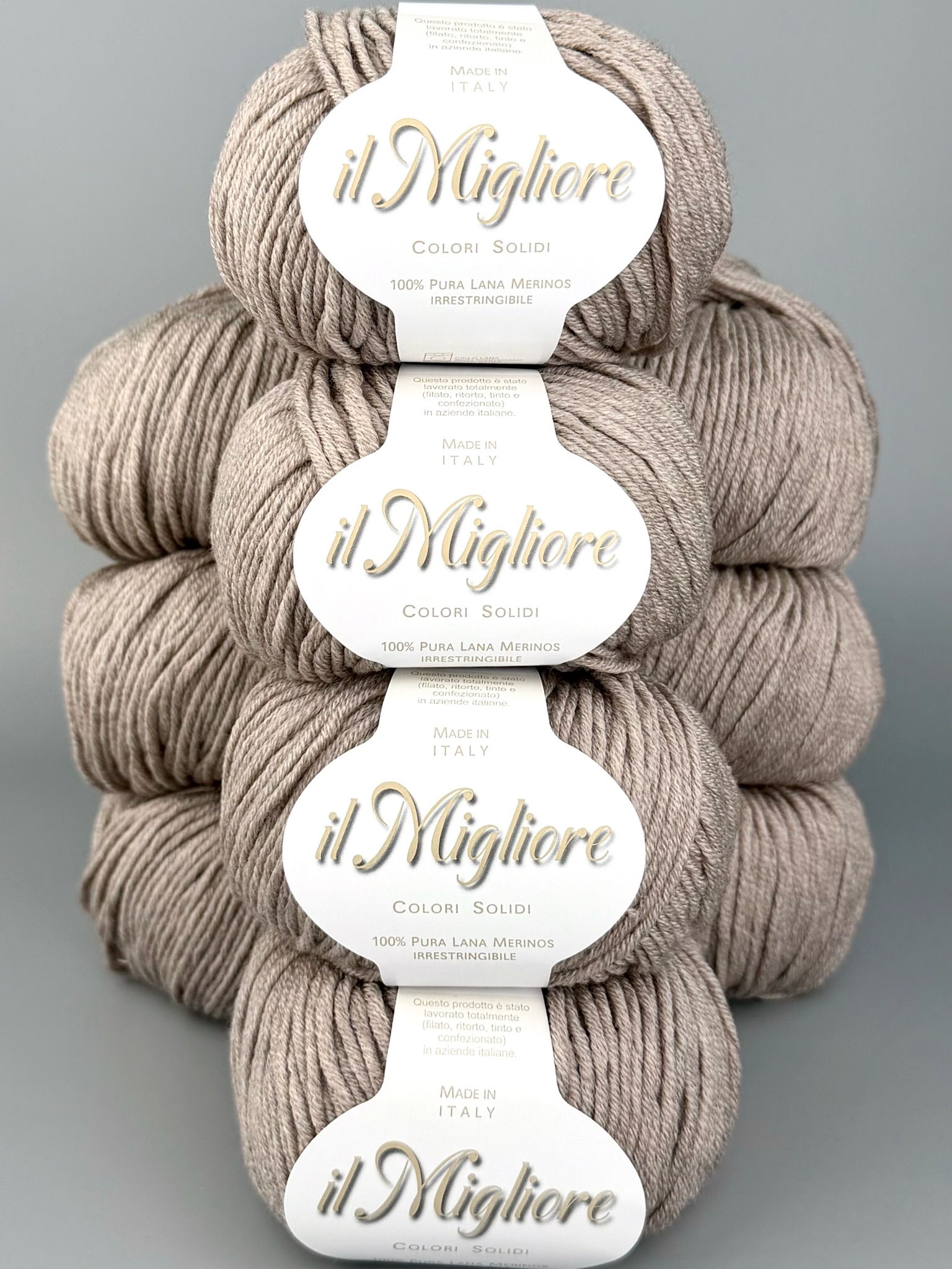 Art. Migliore (10 Knäueln) – 100% extrafeine Merinowolle 90 m / 50 g col. Beige Mélange