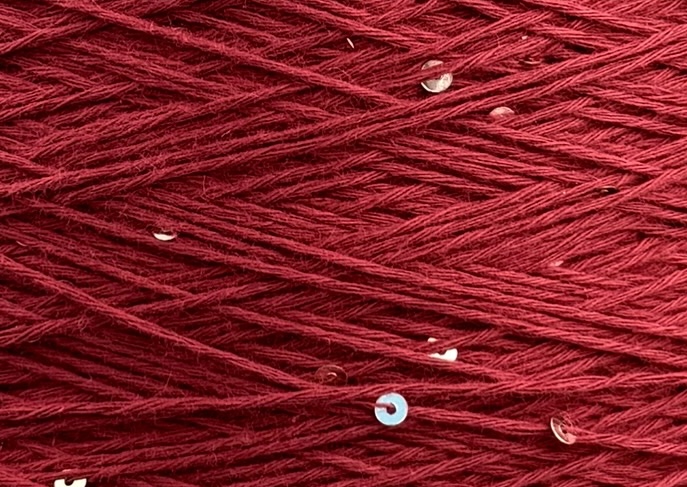 Primavera (Pailletten) 420m/100g – 100% Pima Baumwolle col. Bordeaux 110