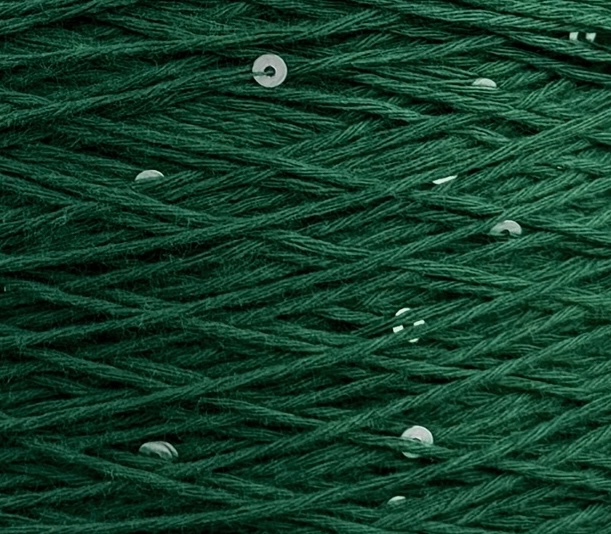 Primavera (Pailletten) 420m/100g – 100% Pima Baumwolle col. Waldgrün 598