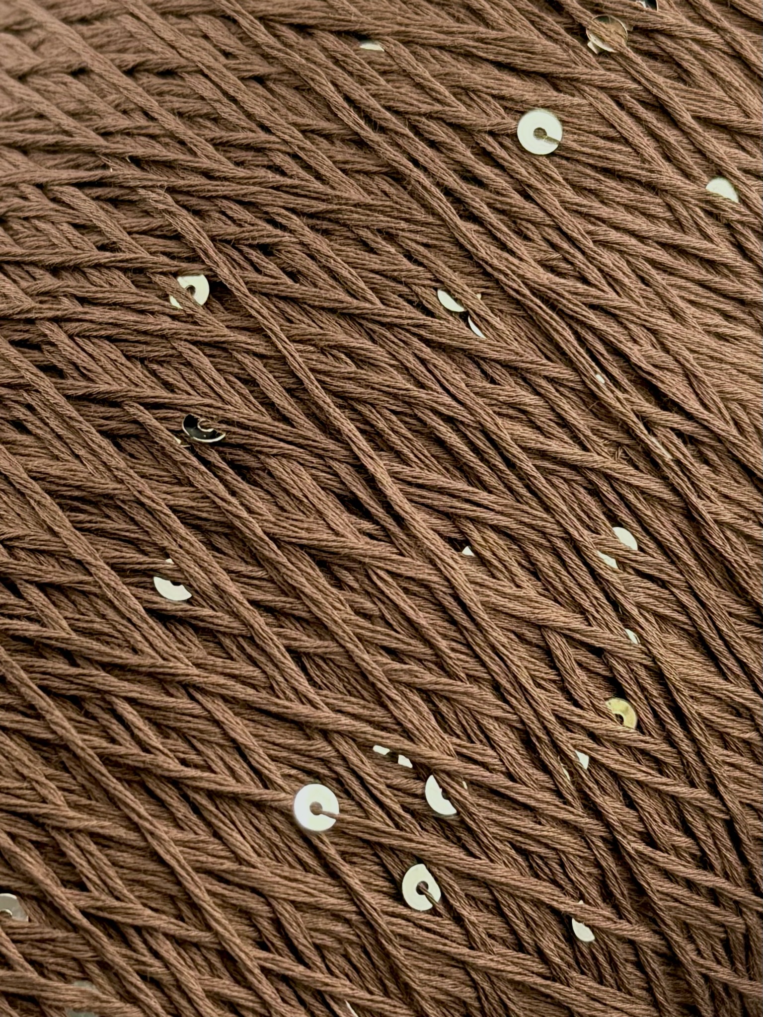 Primavera (Pailletten) 420m/100g – 100% Pima Baumwolle col. Warmbraun
