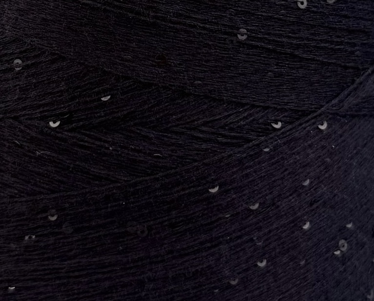 Art. Diamanté – Baumwolle, Kaschmir mit Mikropailletten col. Tiefschwarz 1000 m / 100 g