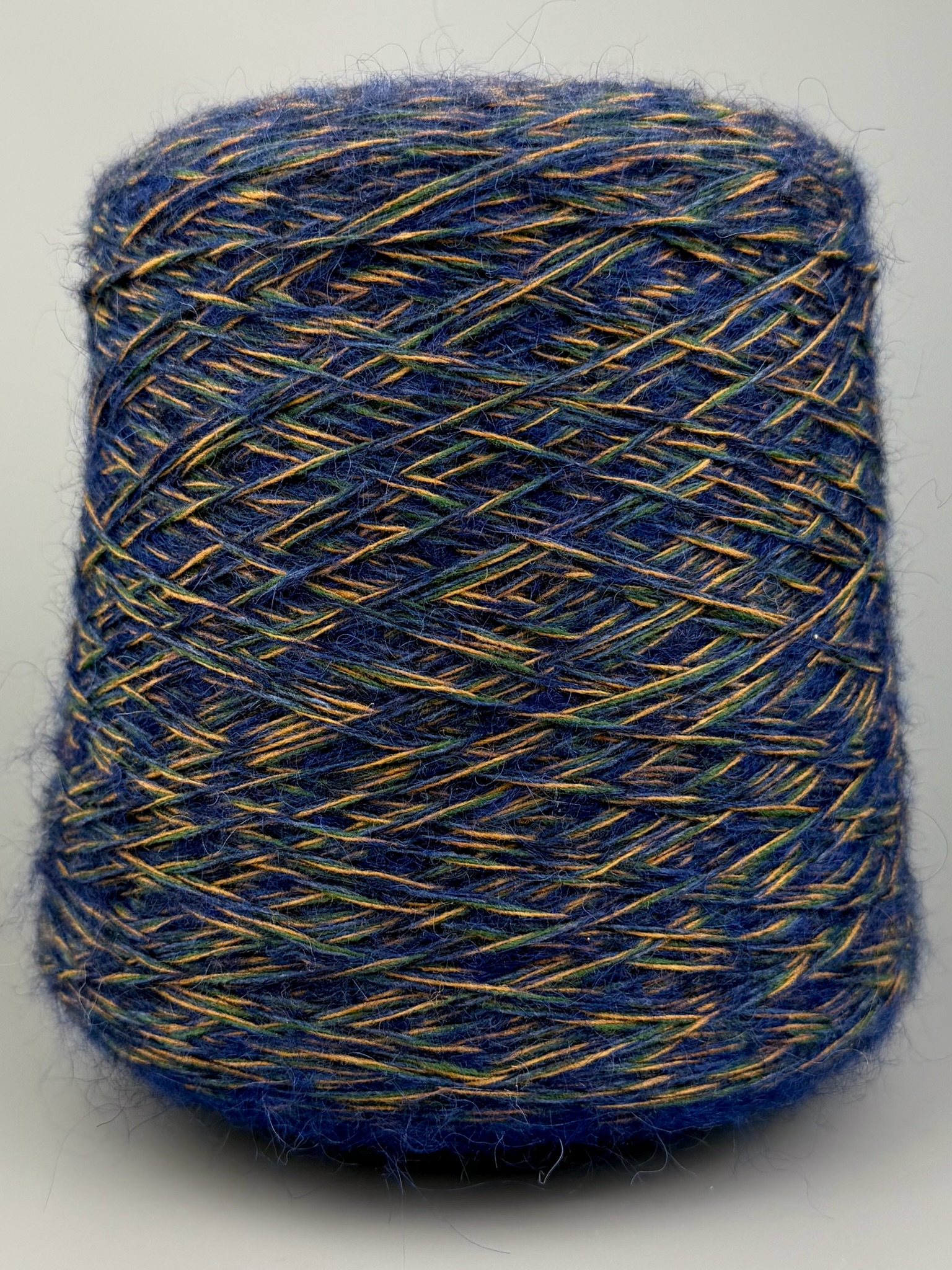 Art. Moulinè – Fil  avec Laine Mérinos, Super Kid Mohair et alpaga Super Fine col. Bleu, verde, ocra 335 m / 100 g photo 2