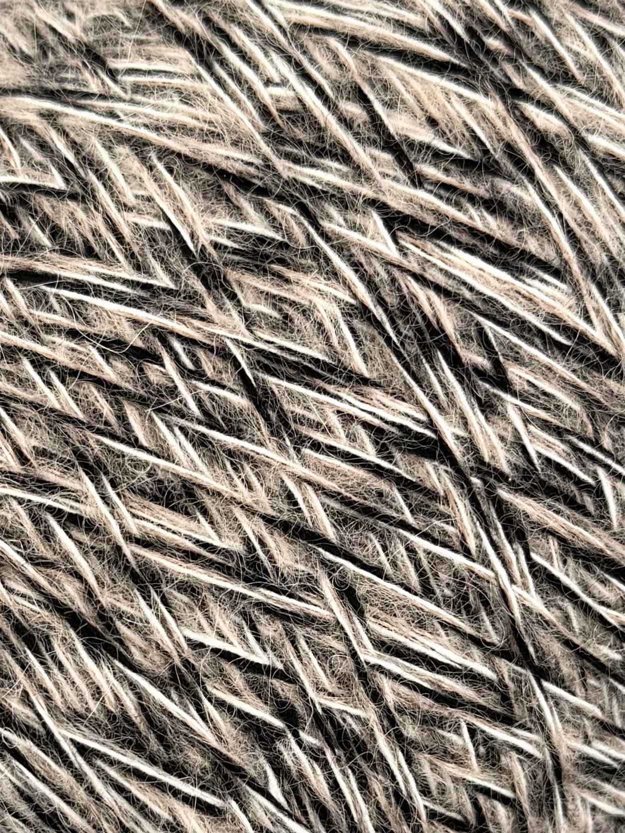 Art. Moulinè – Garn mit Merinowolle, Super Kid Mohair und Super Fine Alpaka col. Beige, Naturweiss, Schwarz 335 m / 100 g