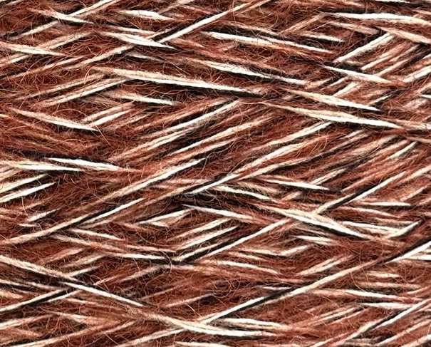 Art. Moulinè – Fil  avec Laine Mérinos, Super Kid Mohair et alpaga Super Fine col. Tabac, beige, blanc naturel, noir 335 m / 100 g