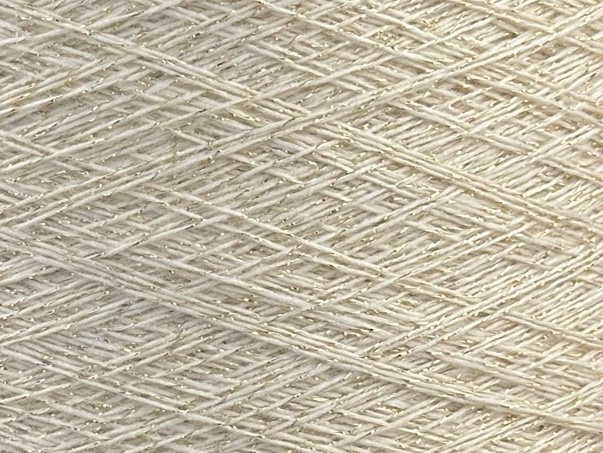 Gioiello Nm 1/15 – Garn mit Kaschmir, Merino, Viscose & Lurex col. Milchweiss–Elfenbein