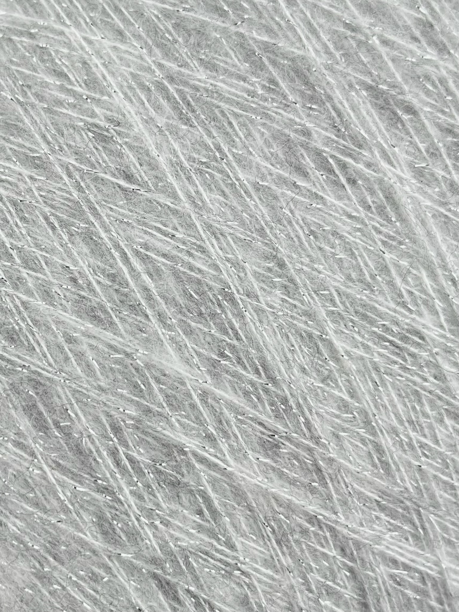 Art. Therhythmofthenigh – Filato con Lurex e Lana col. Grigio Perla Argento Mélange 1070 m / 100 g